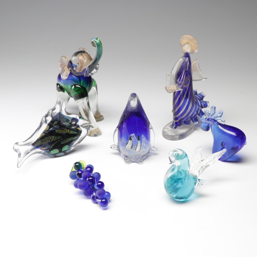 Glass Animal Figurines Including Murano Glass