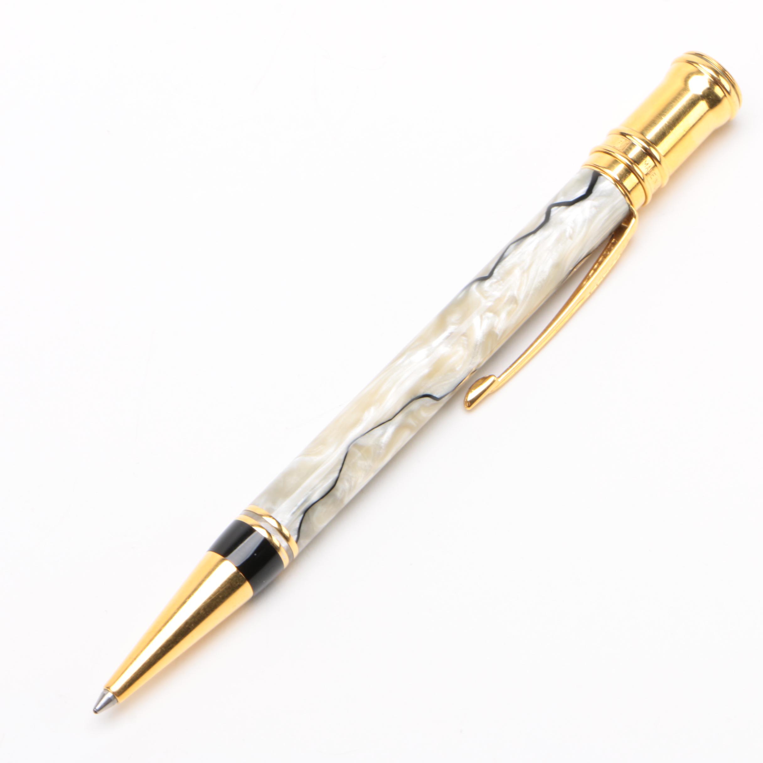 Parker Duofold Tiffany & Co Pearl and Black Ballpoint Pen