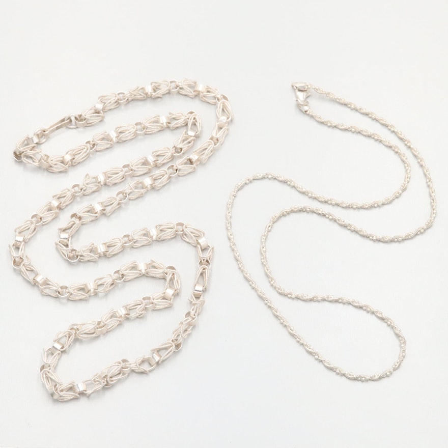 Sterling Silver Fancy Link Chain Necklaces