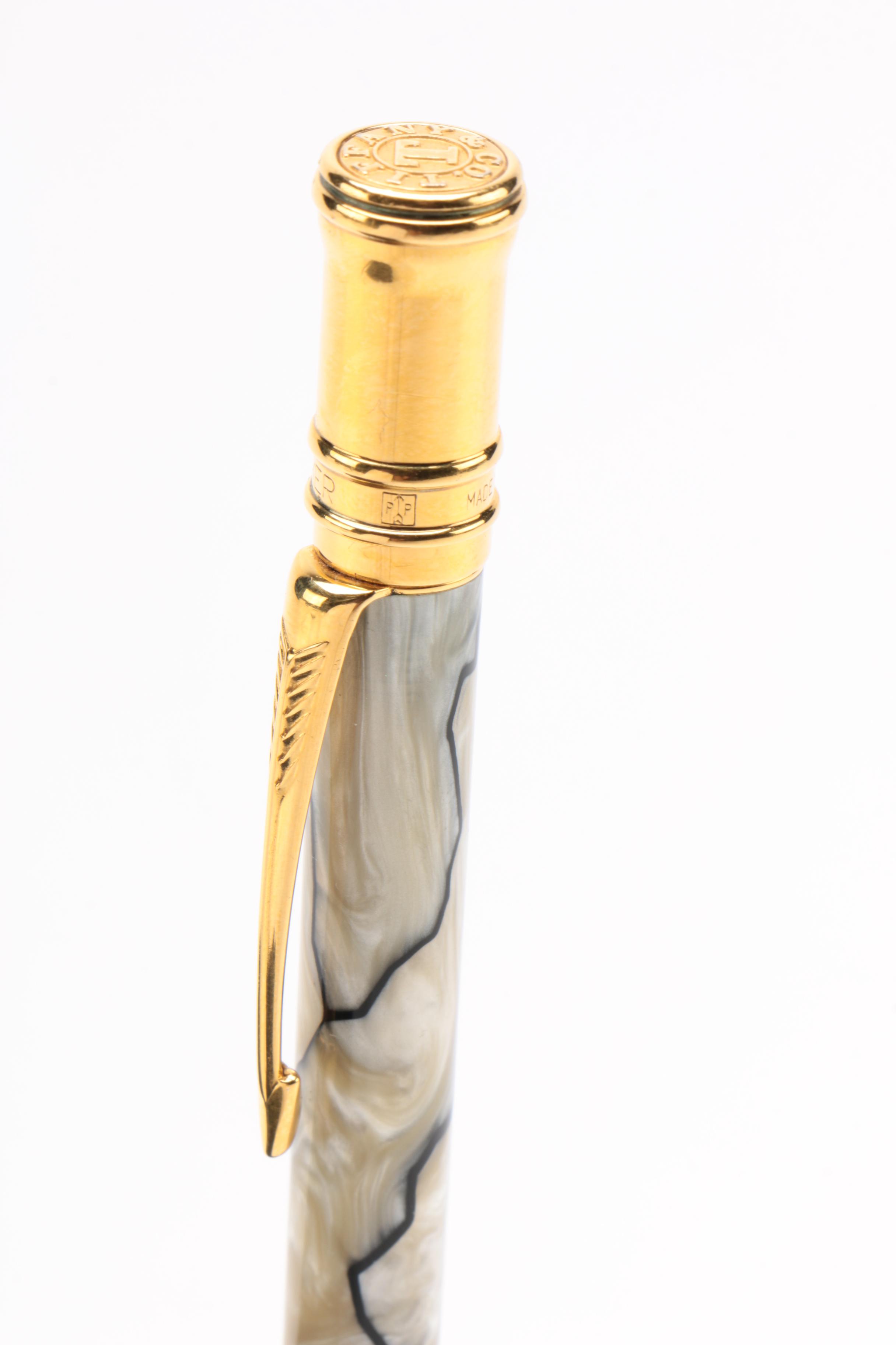 Parker Duofold Tiffany & Co Pearl and Black Ballpoint Pen