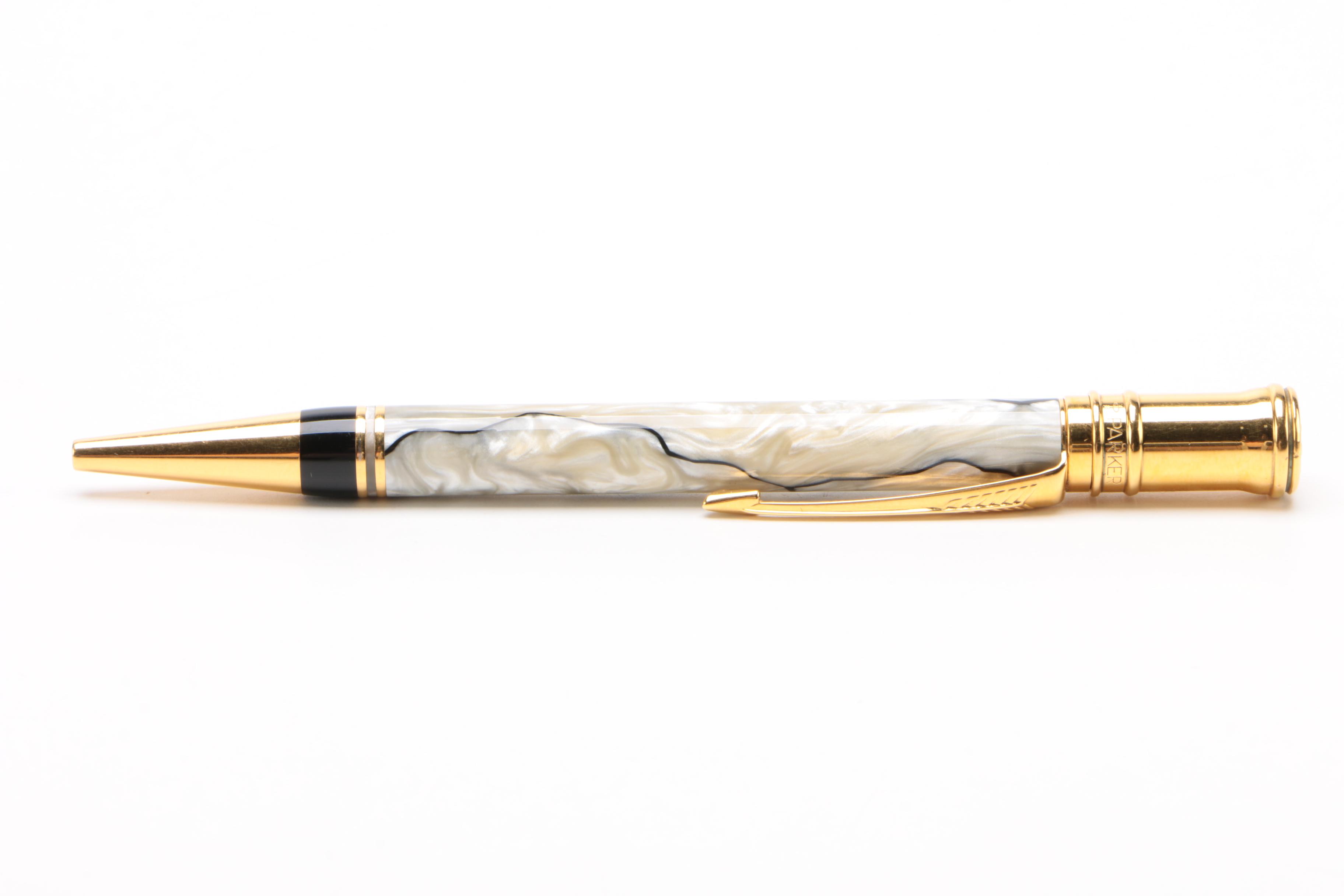 Parker Duofold Tiffany & Co Pearl and Black Ballpoint Pen