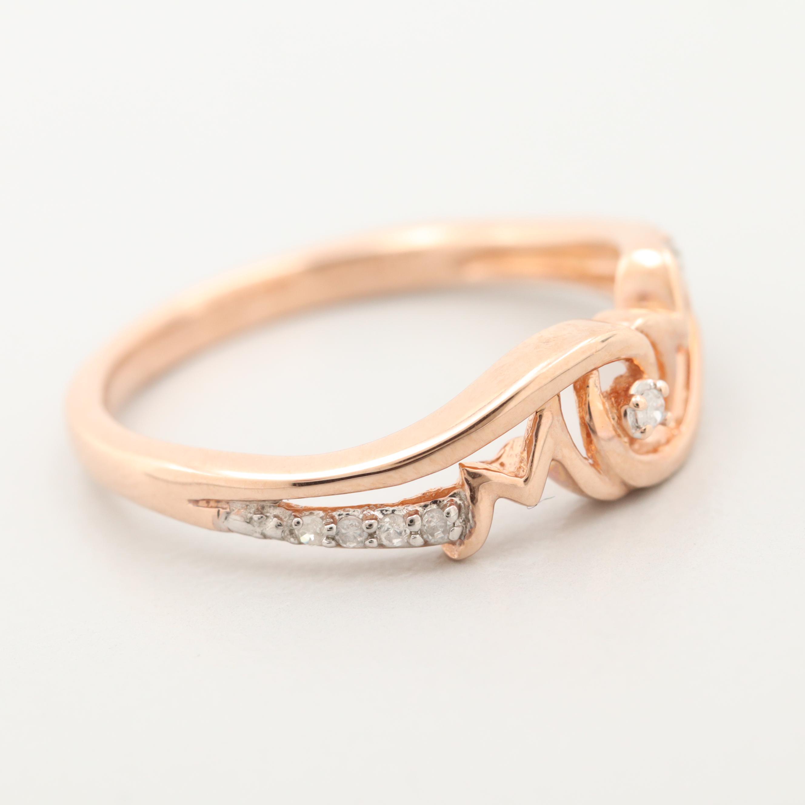 10K Rose Gold Diamond "Mom" Ring