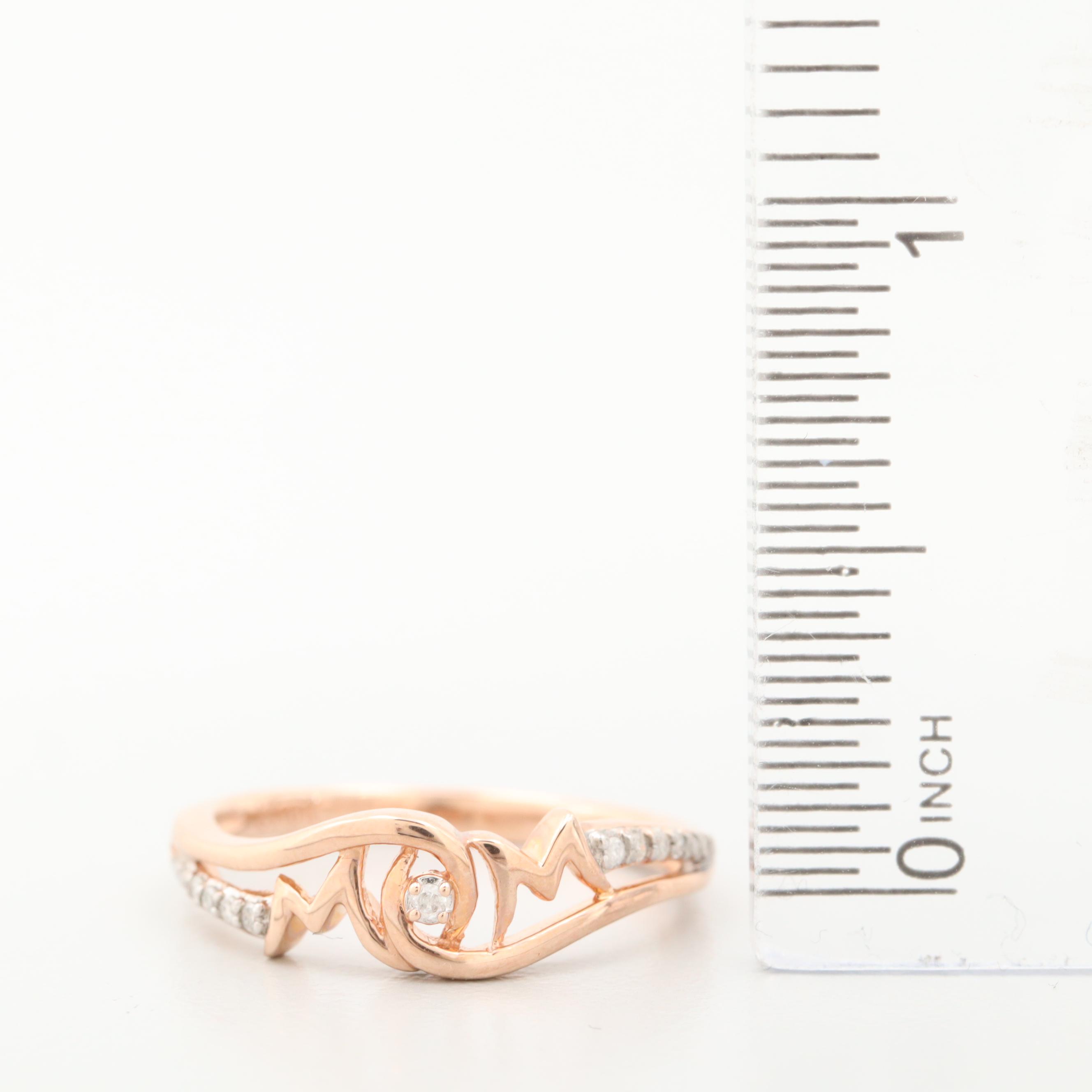 10K Rose Gold Diamond "Mom" Ring