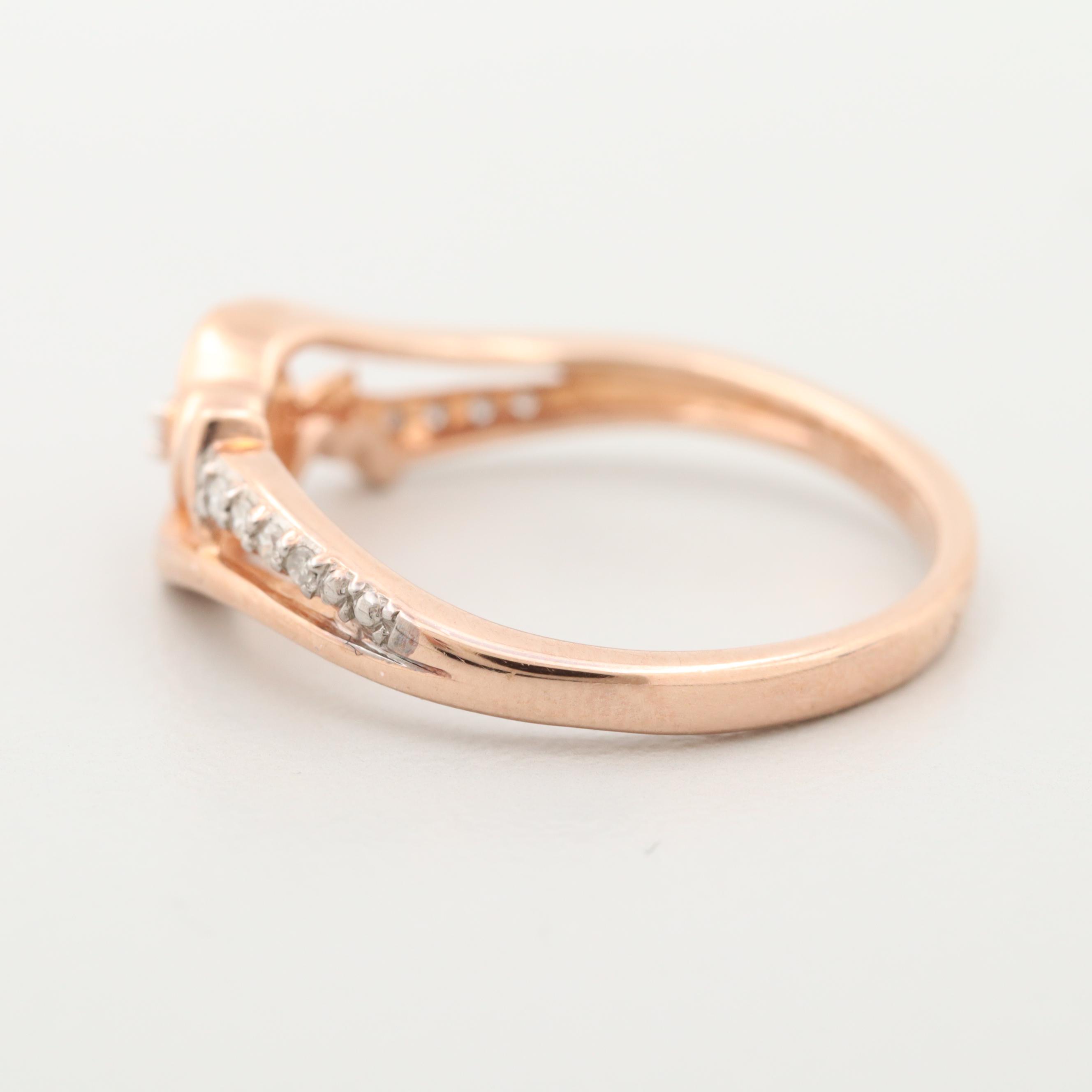 10K Rose Gold Diamond "Mom" Ring