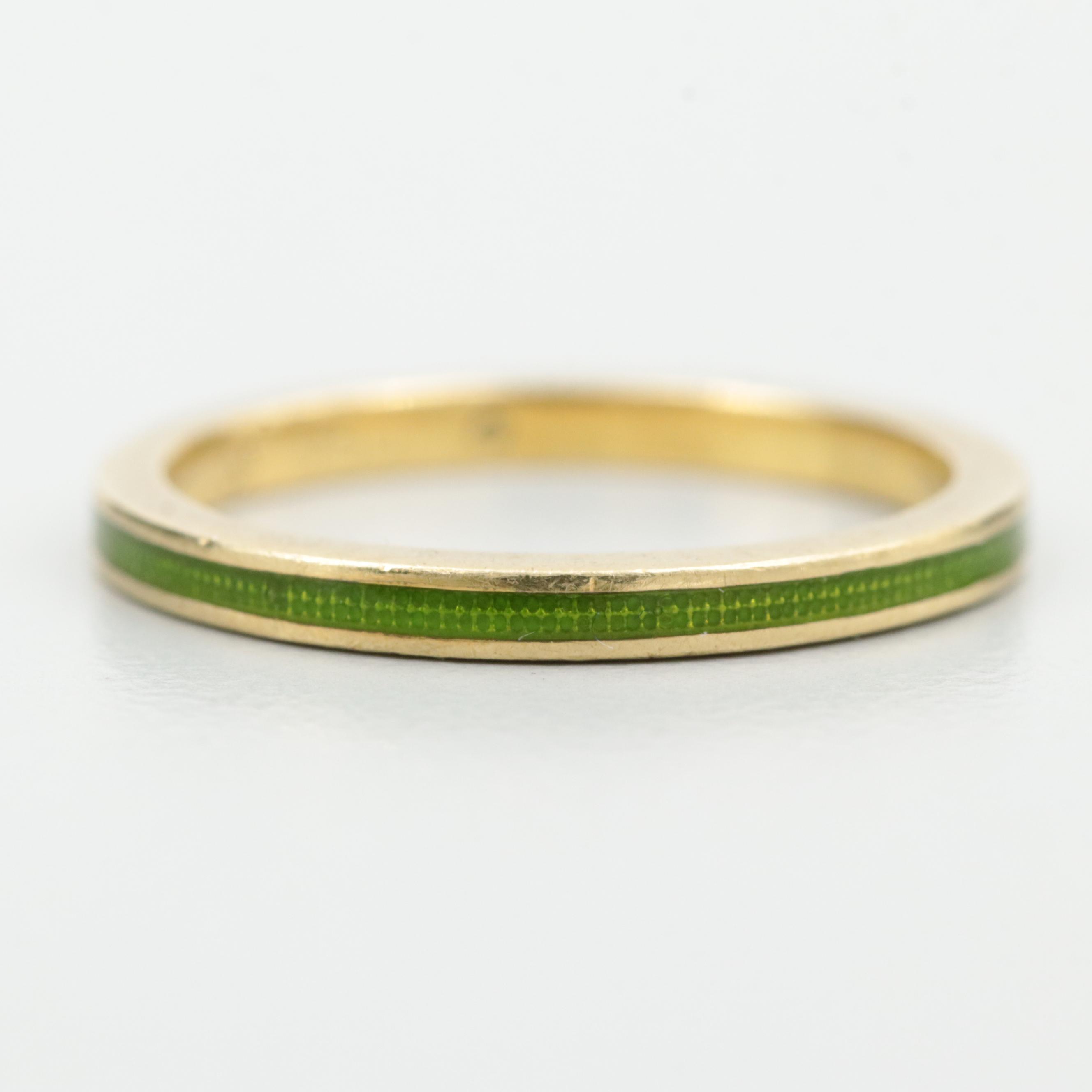 18K Yellow Gold Enamel Ring