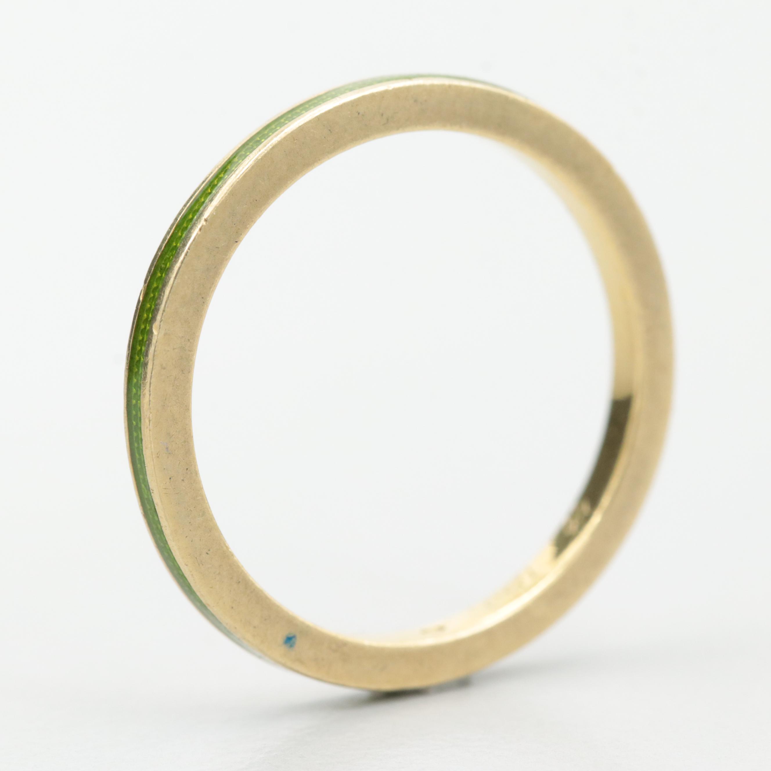 18K Yellow Gold Enamel Ring