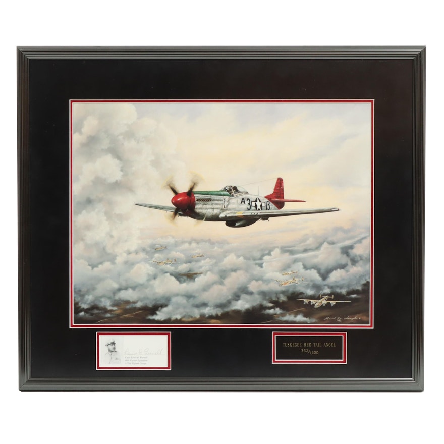 David Lee Sample Giclee "Red Tail Angel" Signed by Pilot Louis Purnell