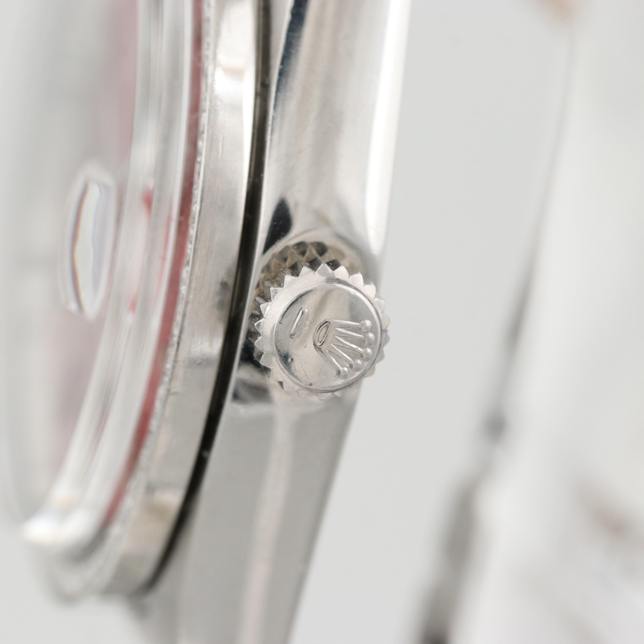 Vintage Rolex Oysterdate Stem Wind Watch With Diamond Dial and Bezel