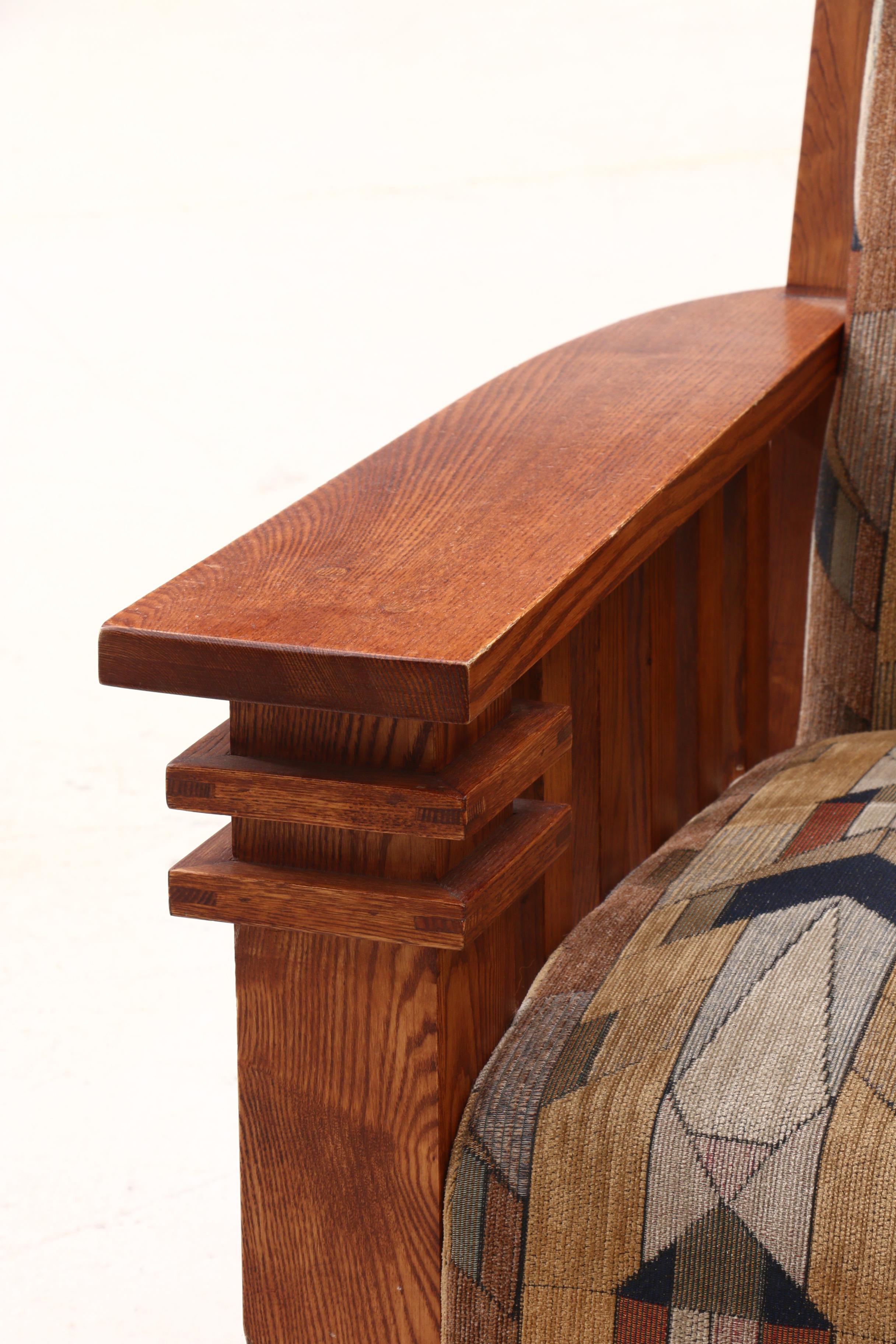 Mission Style Oak Upholstered Rocking Chair