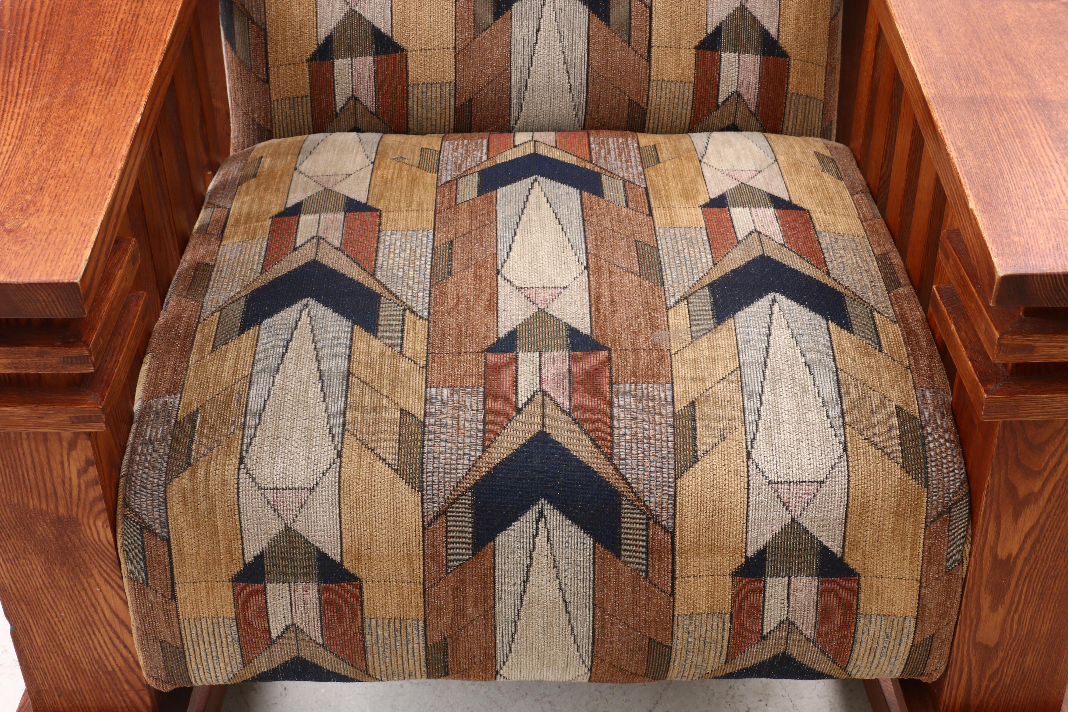 Mission Style Oak Upholstered Rocking Chair