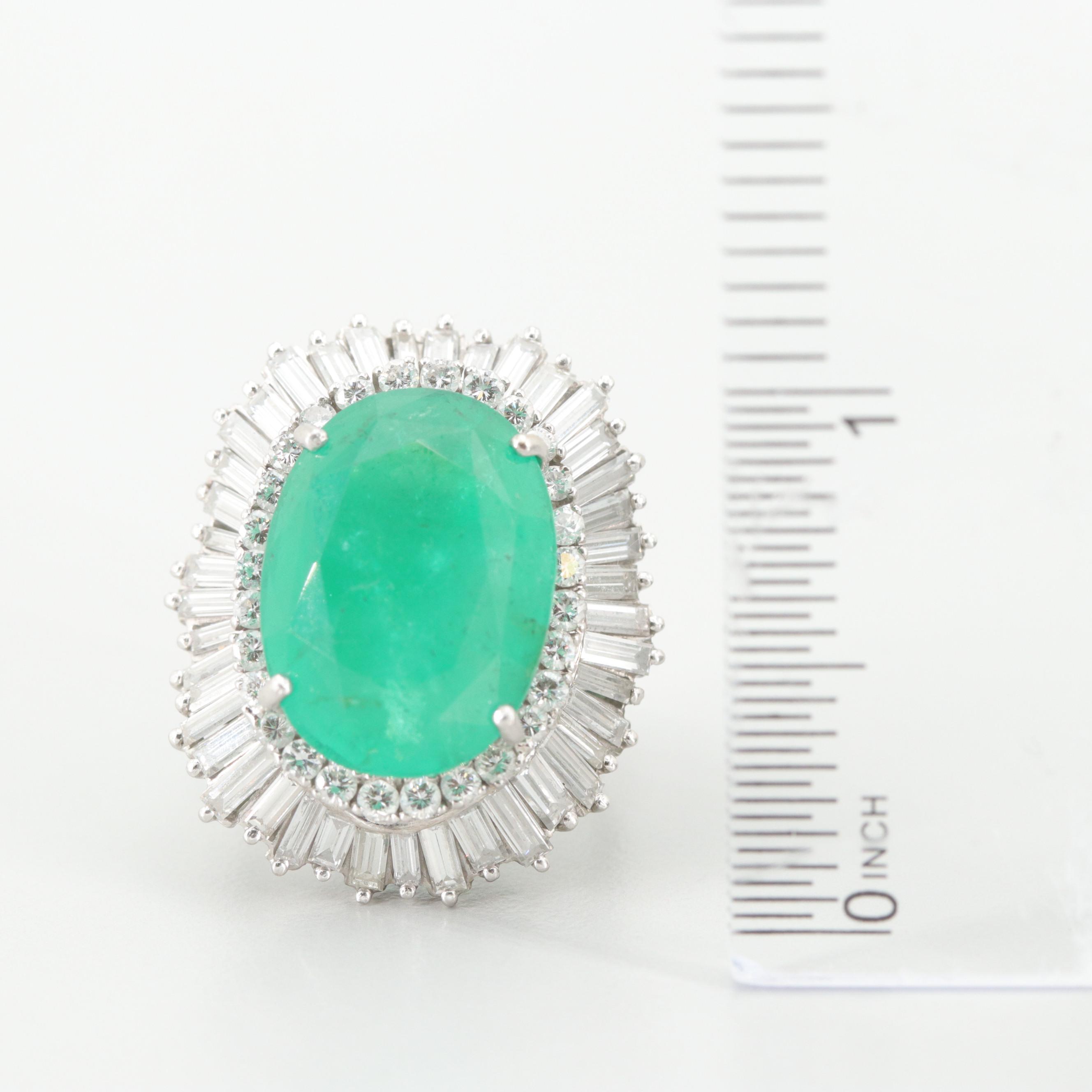 Platinum 11.72 CT Emerald and 4.26 CTW Diamond Convertible Ballerina Ring