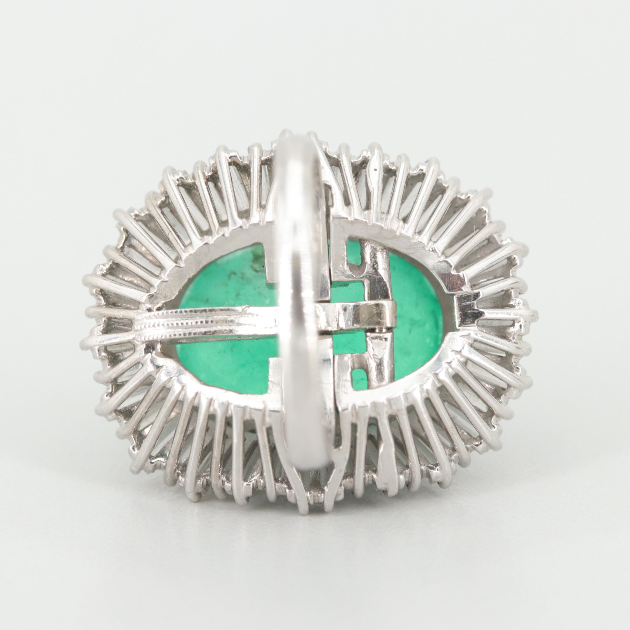 Platinum 11.72 CT Emerald and 4.26 CTW Diamond Convertible Ballerina Ring