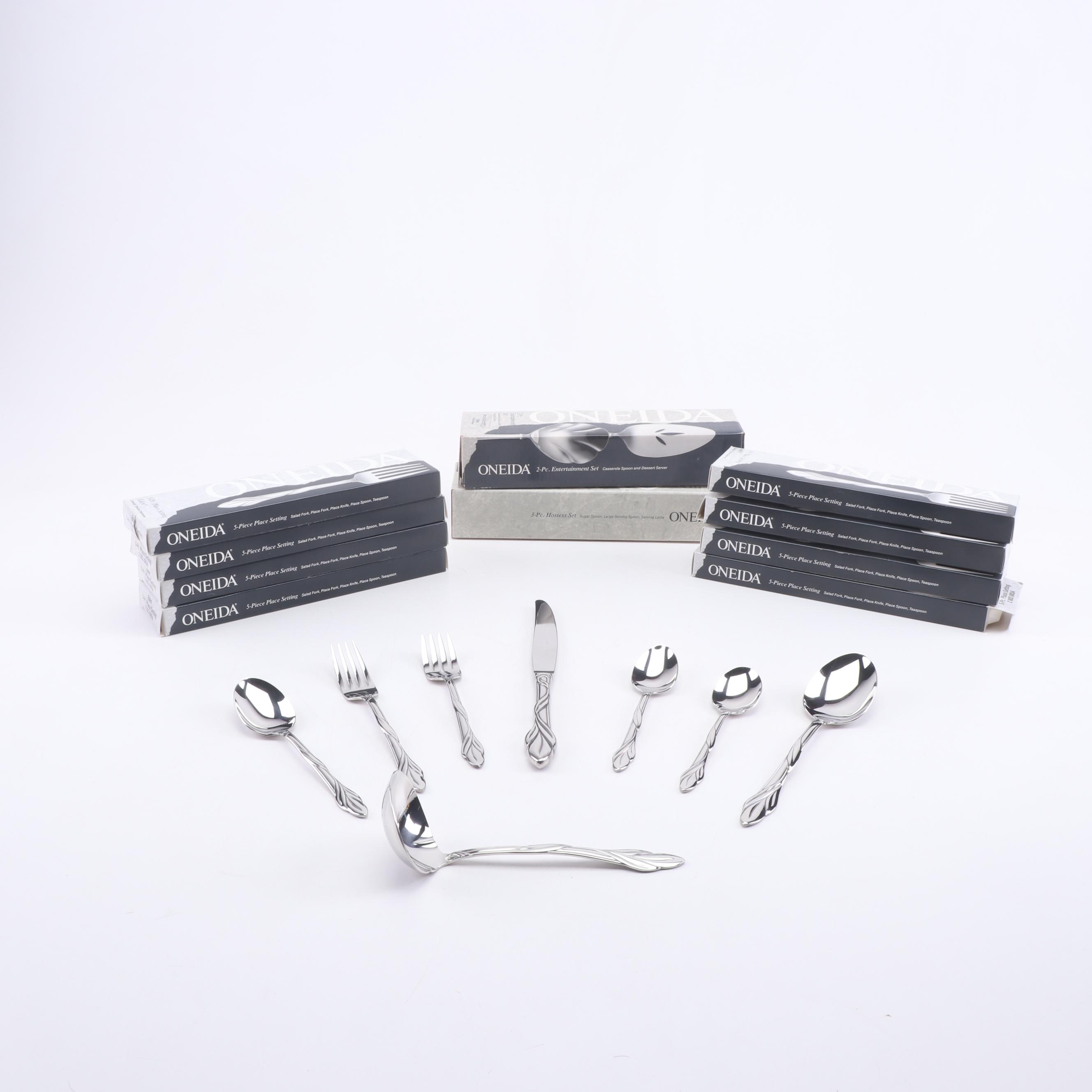 Oneida "Eden" Stainless Steel Flatware and Serving Utensil Sets