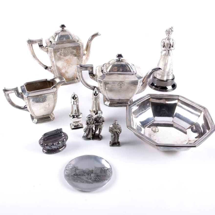 Sheffield and More Plated Silver and Pewter Tableware and Figurines