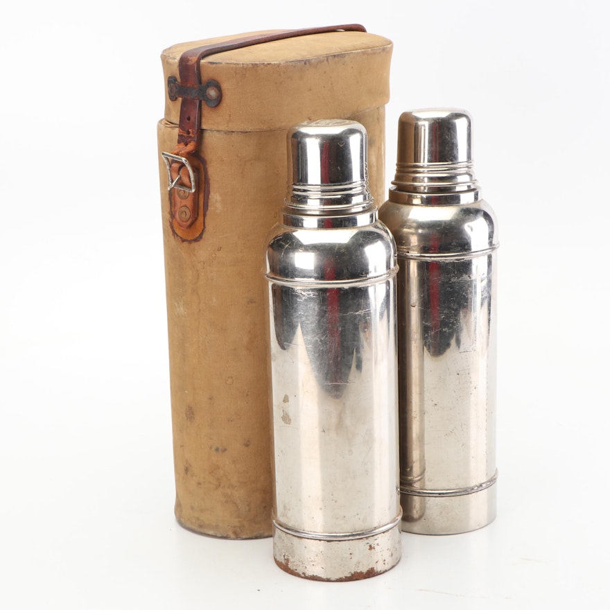 Stanley Ferrostat Thermos and Carrying Case, Early 20th Century