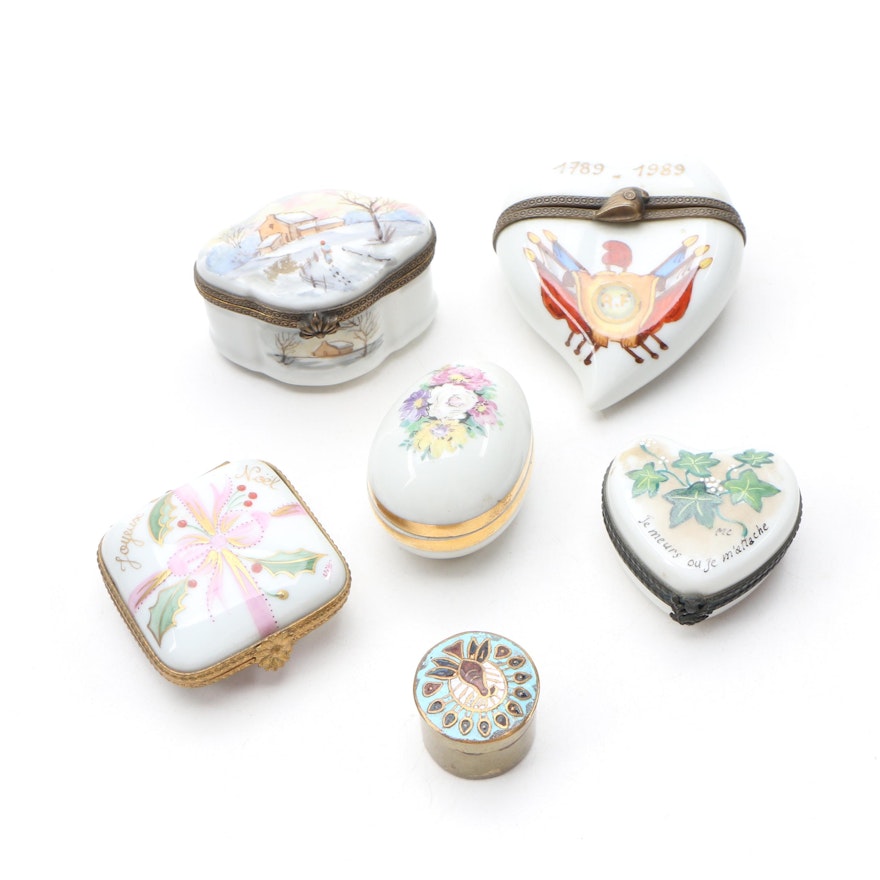 Limoges Porcelain Trinket Boxes Including Commemoration of the French Revolution