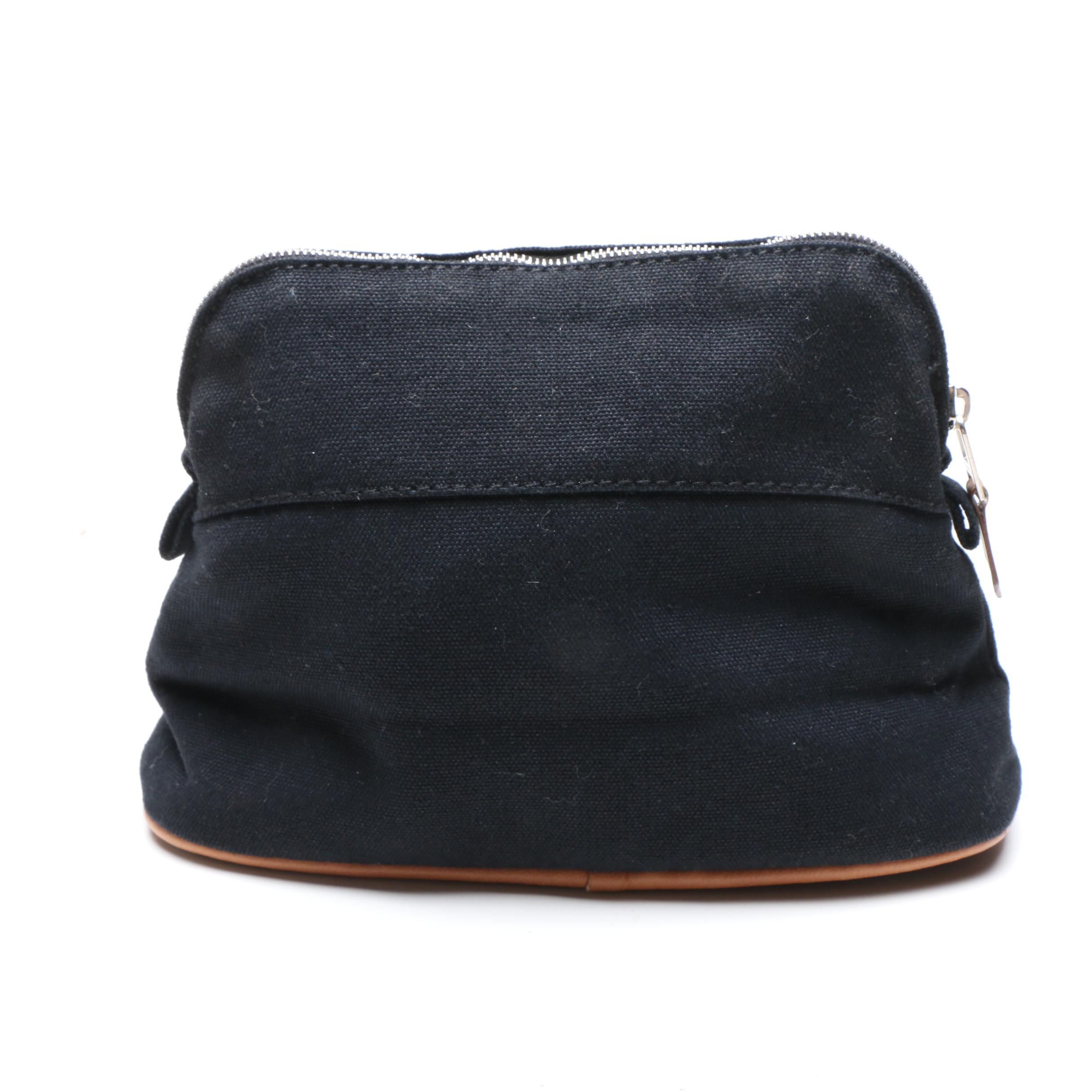 Hermès Paris Two-Tone Clemence Leather Agenda Cover and Canvas Travel Pouch