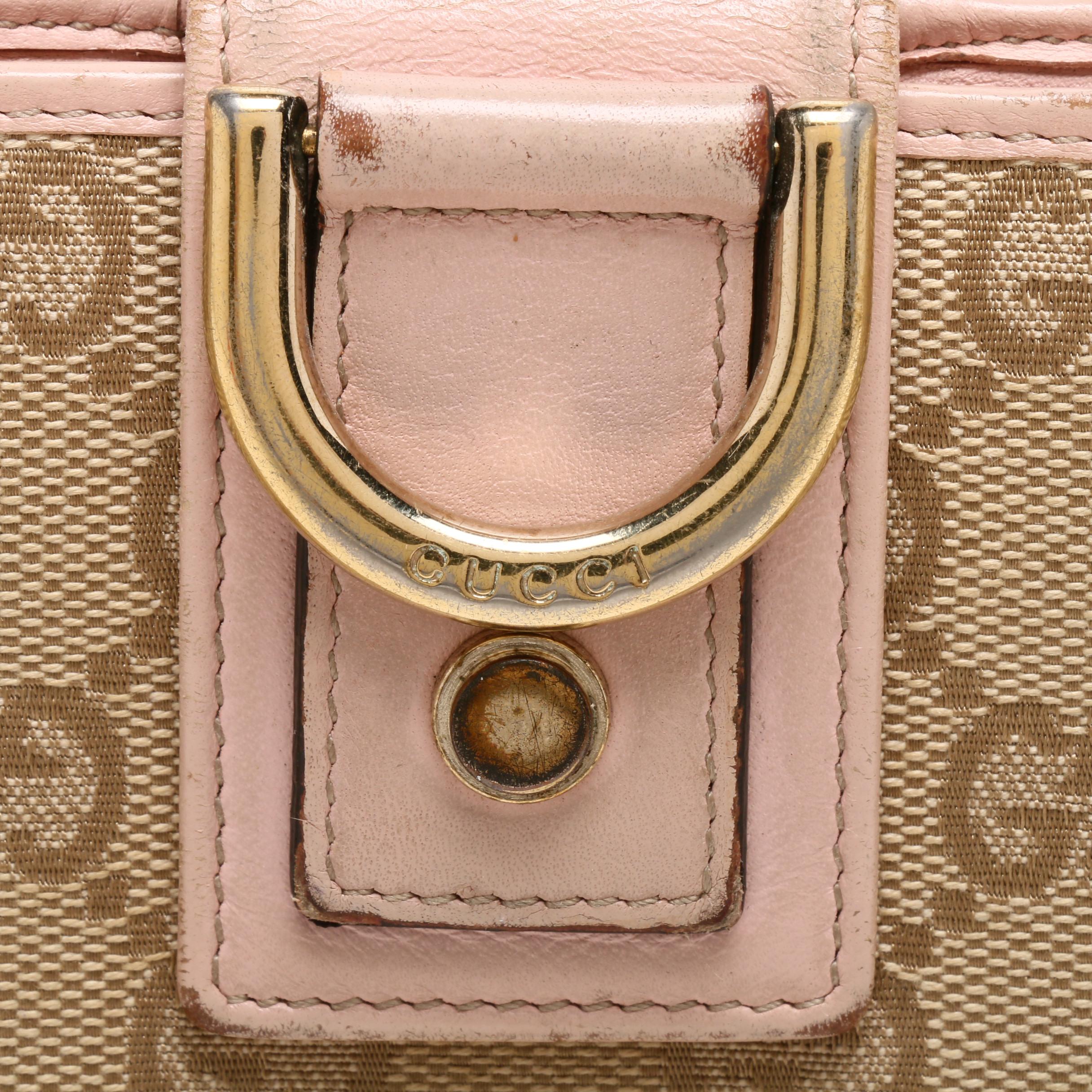 Gucci GG Canvas and Pink Leather Bifold Wallet