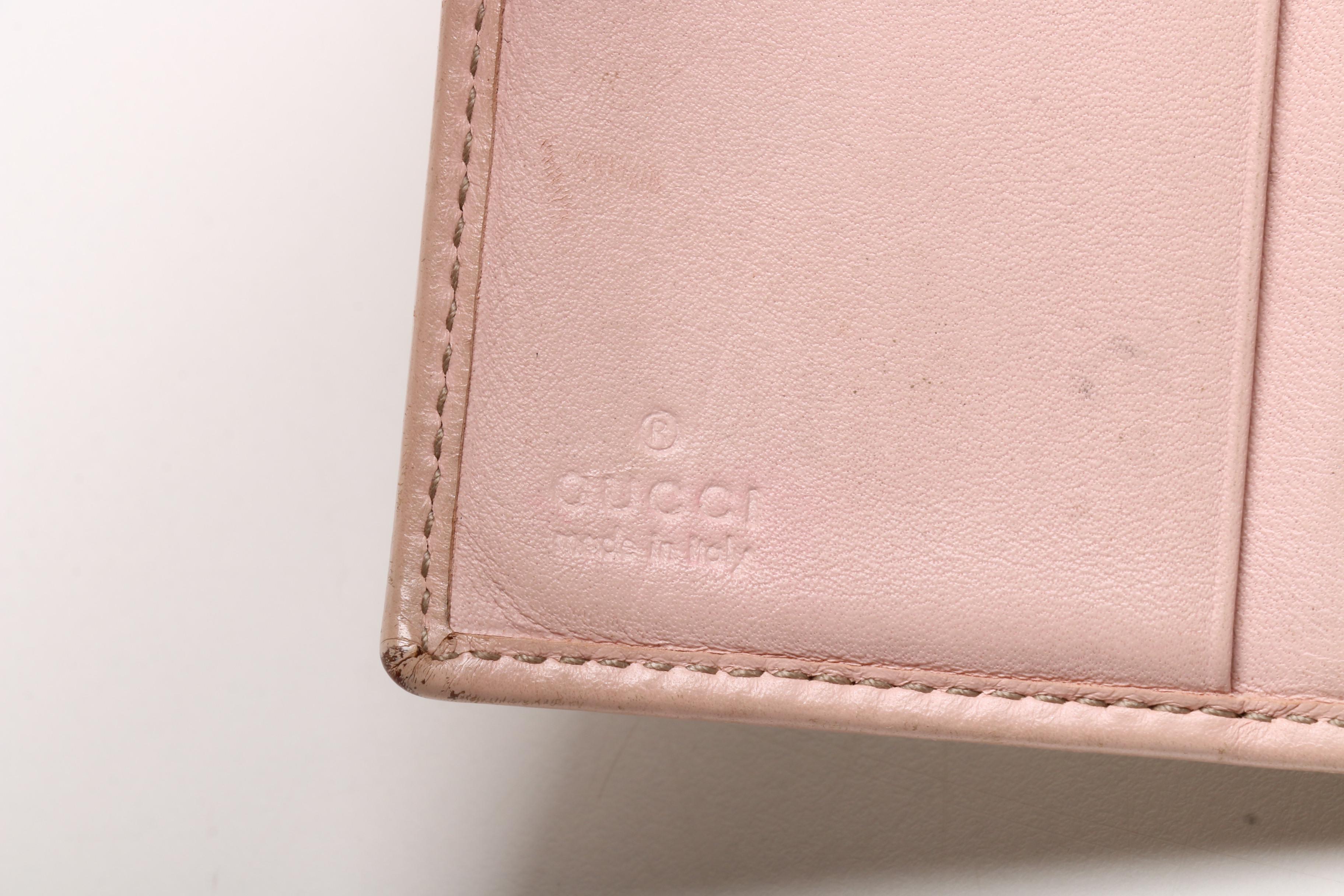 Gucci GG Canvas and Pink Leather Bifold Wallet