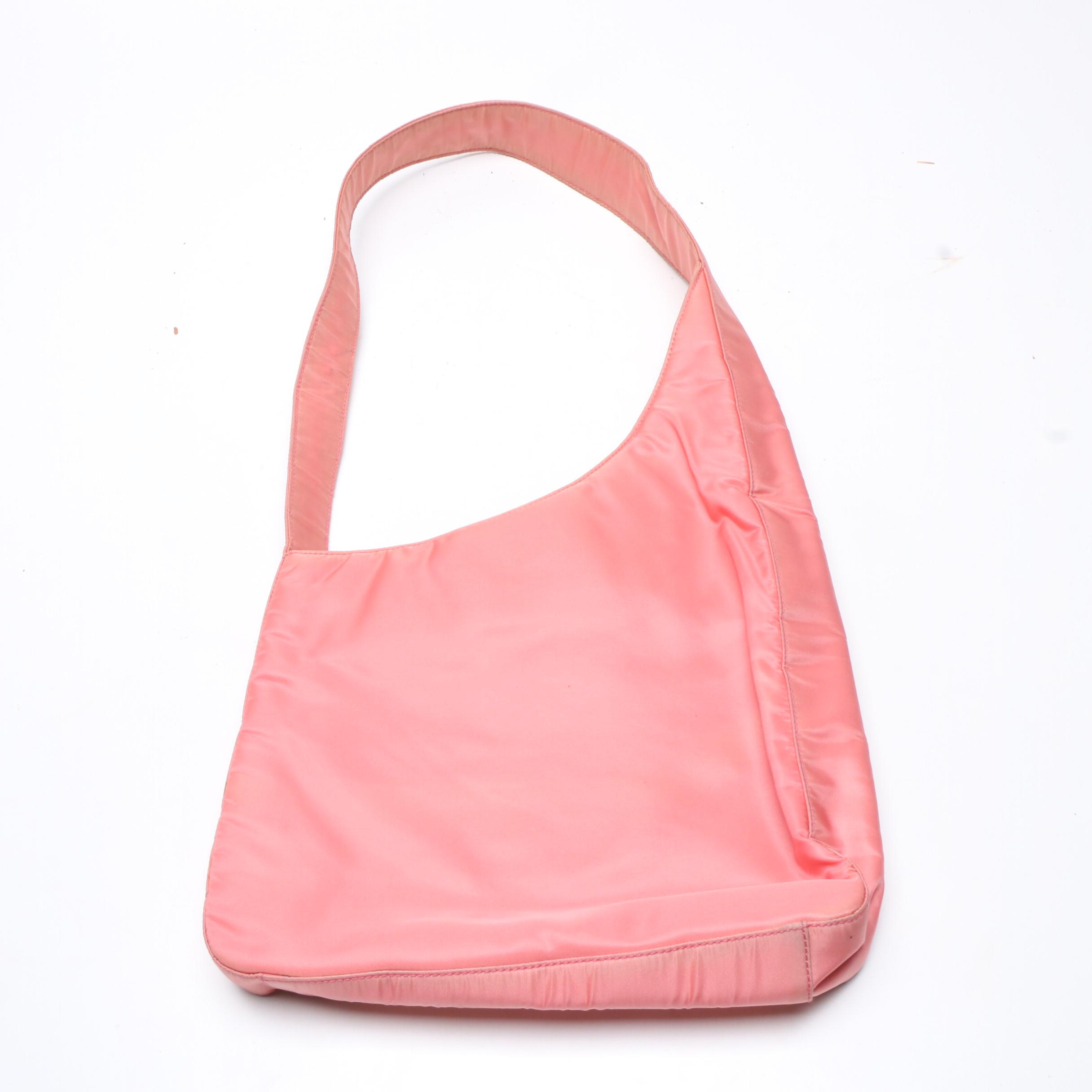 Prada Light Pink Tessuto Nylon Asymmetrical Shoulder Bag