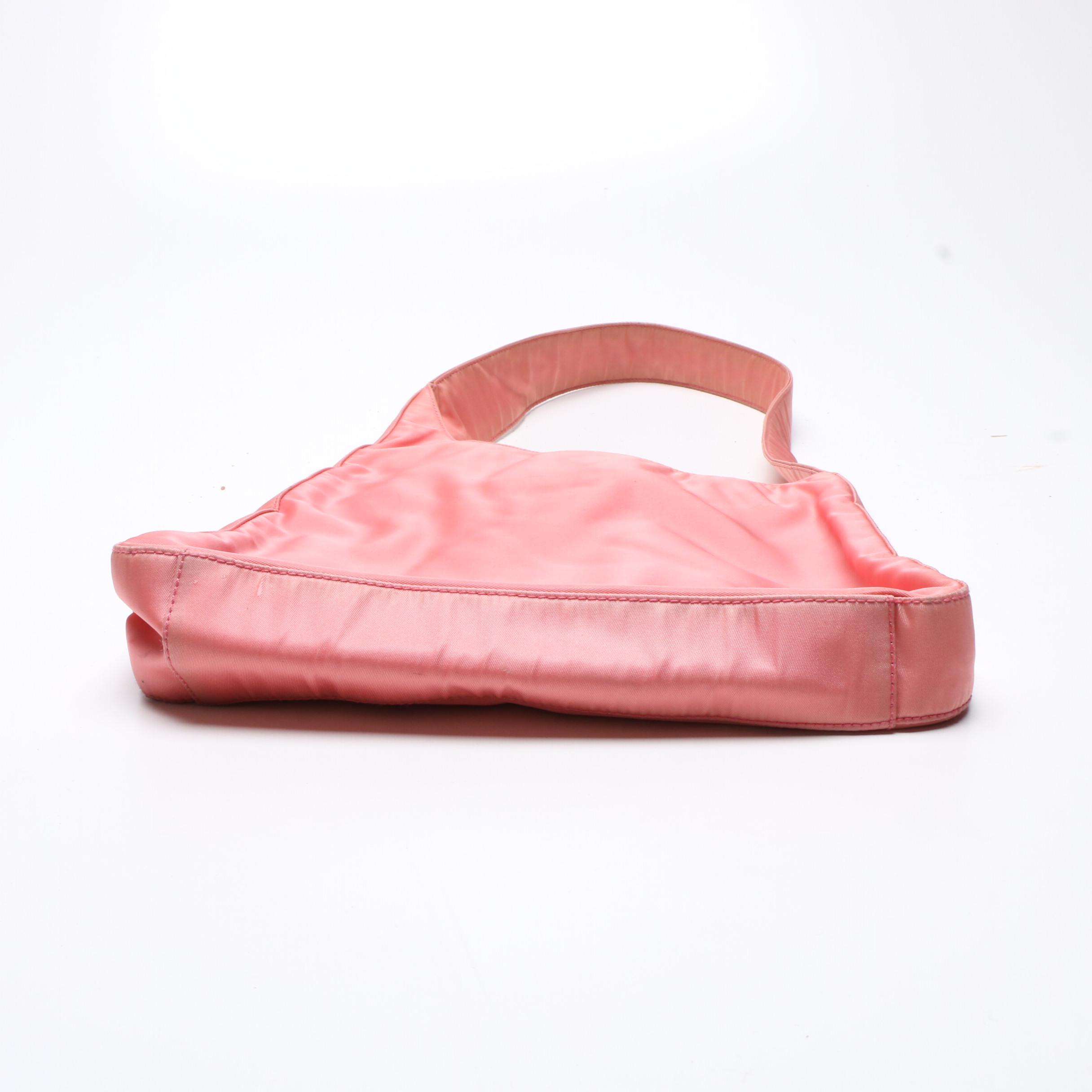 Prada Light Pink Tessuto Nylon Asymmetrical Shoulder Bag