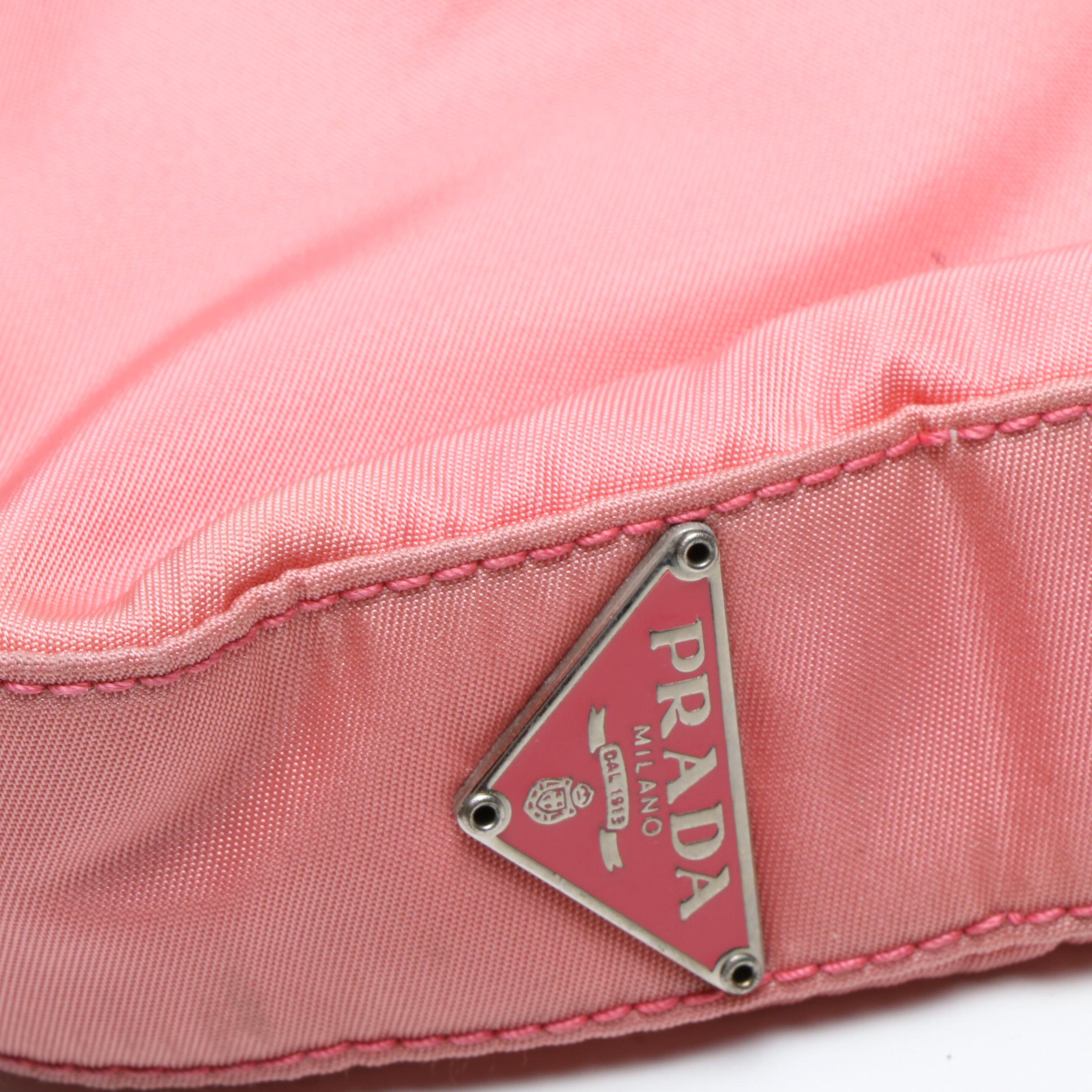 Prada Light Pink Tessuto Nylon Asymmetrical Shoulder Bag