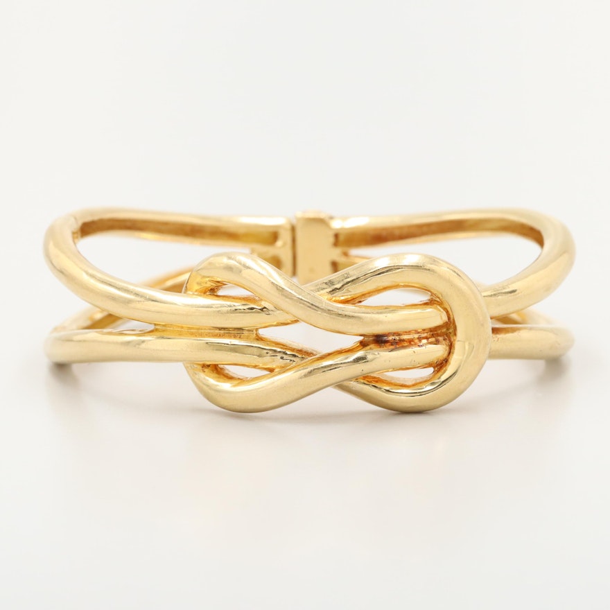 18K Yellow Gold Hinged Bangle Sailor's Knot Bracelet