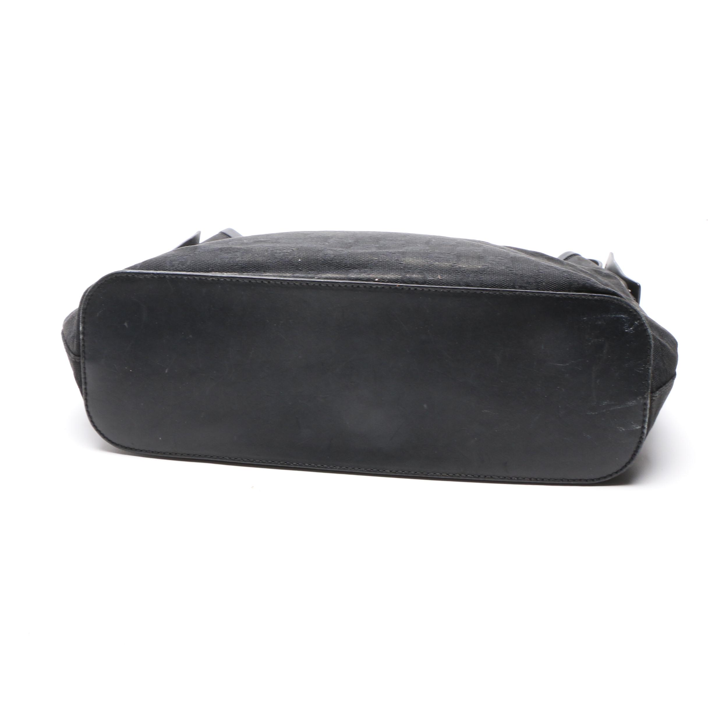 Gucci Black GG Canvas Hobo Shoulder Bag