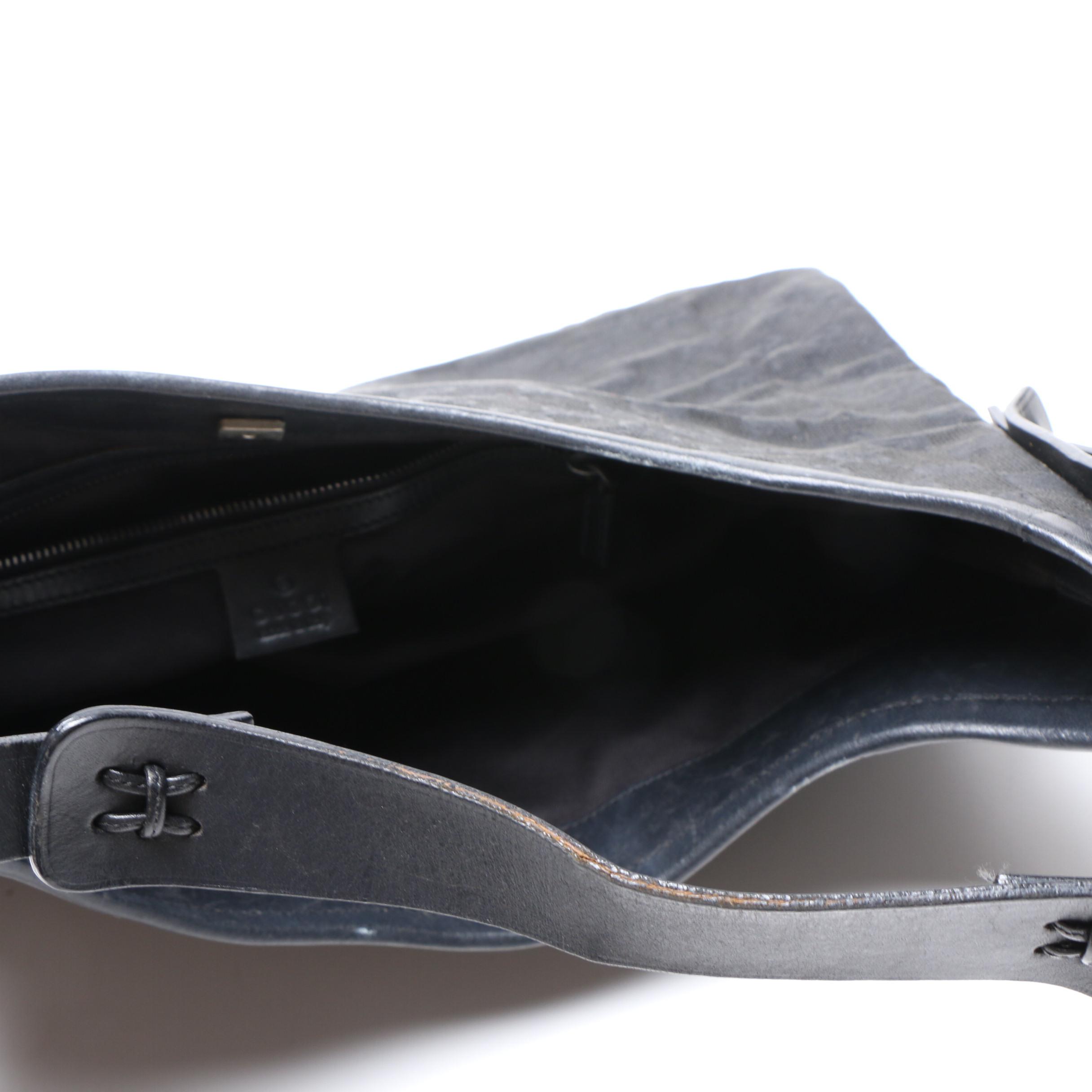 Gucci Black GG Canvas Hobo Shoulder Bag