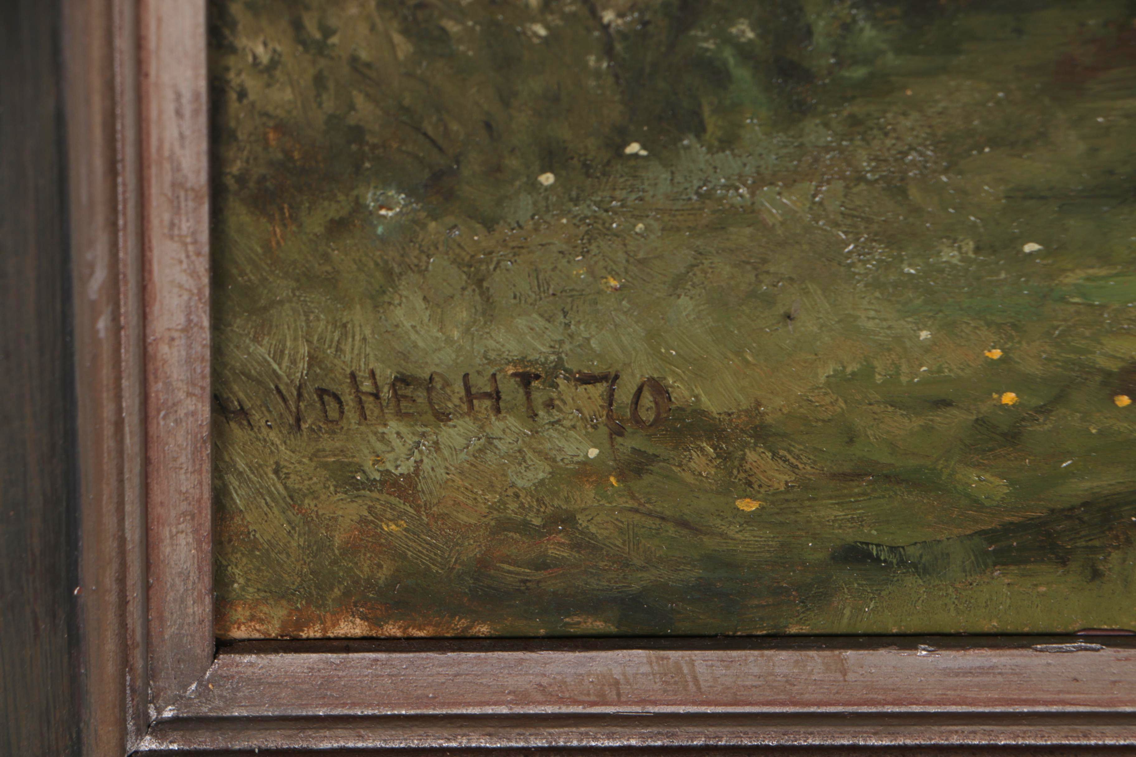 Henri Van Der Hecht Landscape Oil Painting, 1870