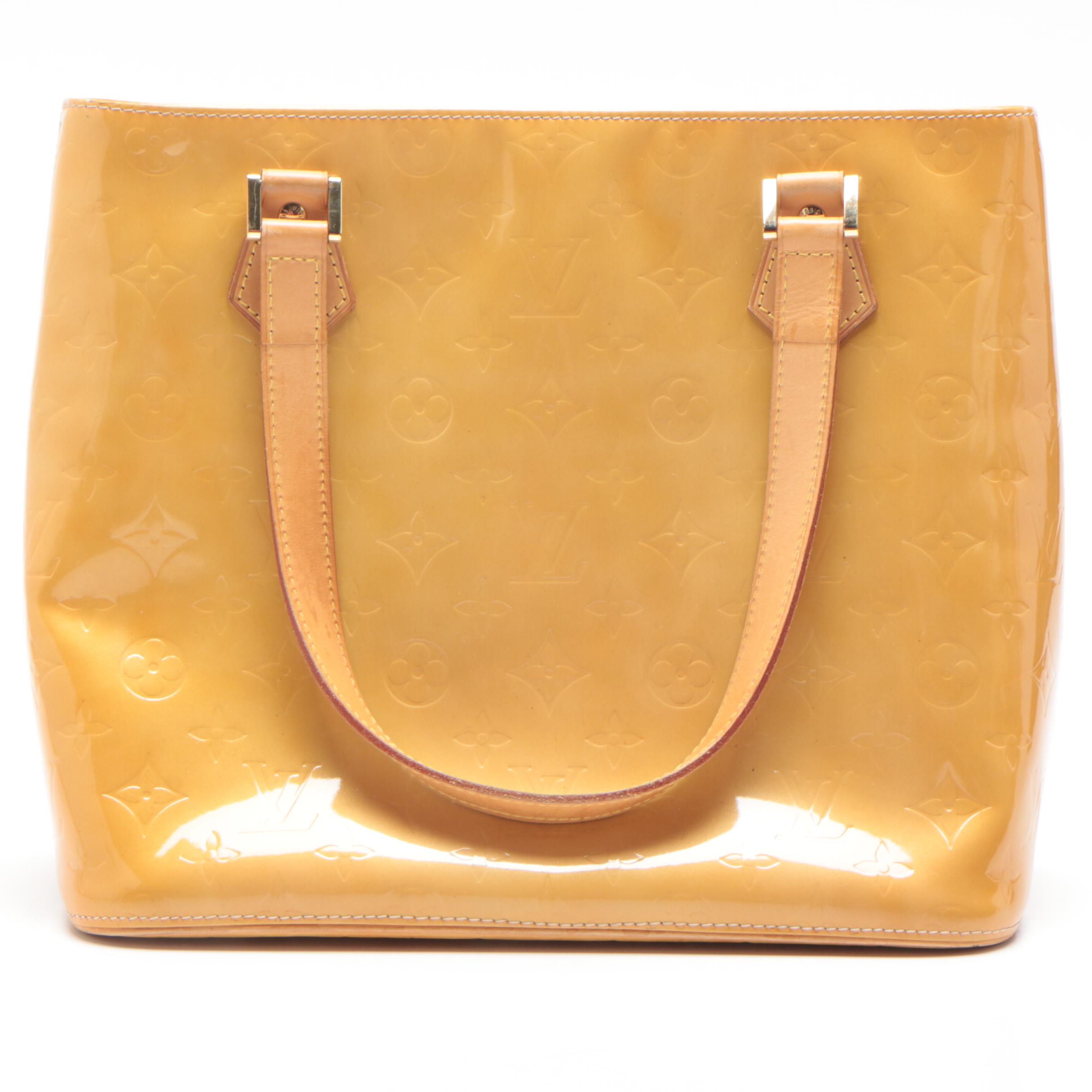 Louis Vuitton Lime Yellow Monogram Vernis Leather Houston Tote Bag