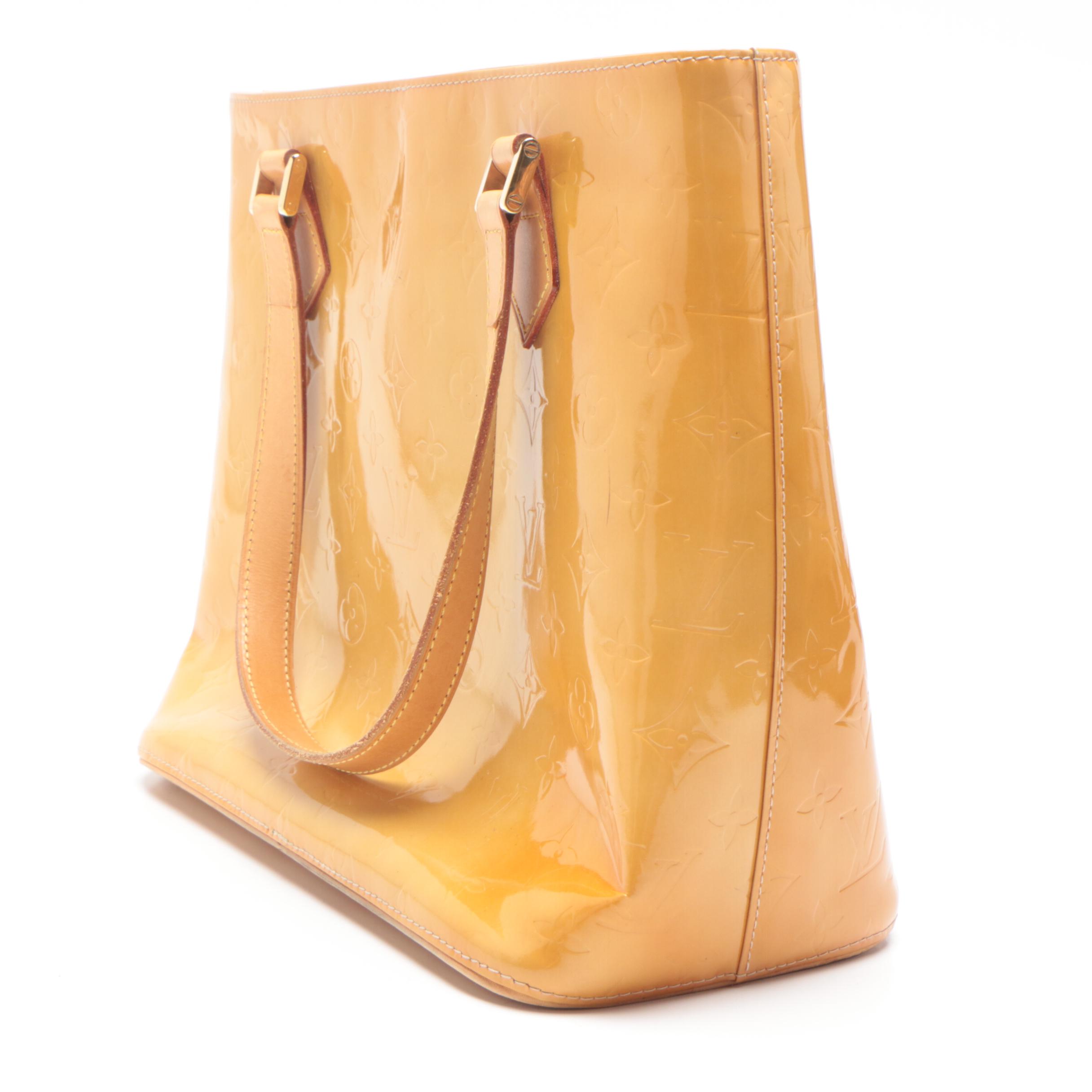 Louis Vuitton Lime Yellow Monogram Vernis Leather Houston Tote Bag