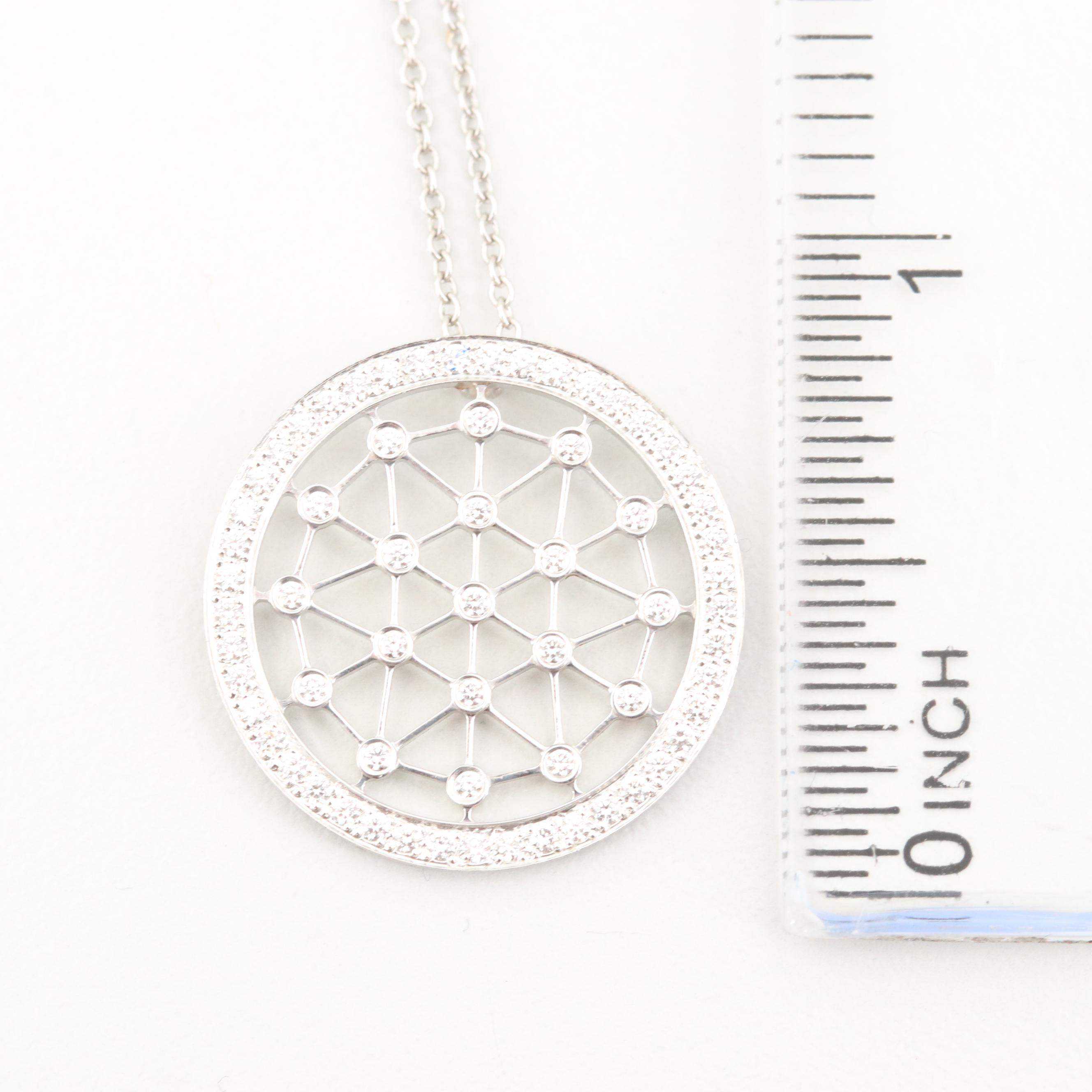 Tiffany & Co. "Voile" Collection Platinum Diamond Pendant Necklace with Pouch