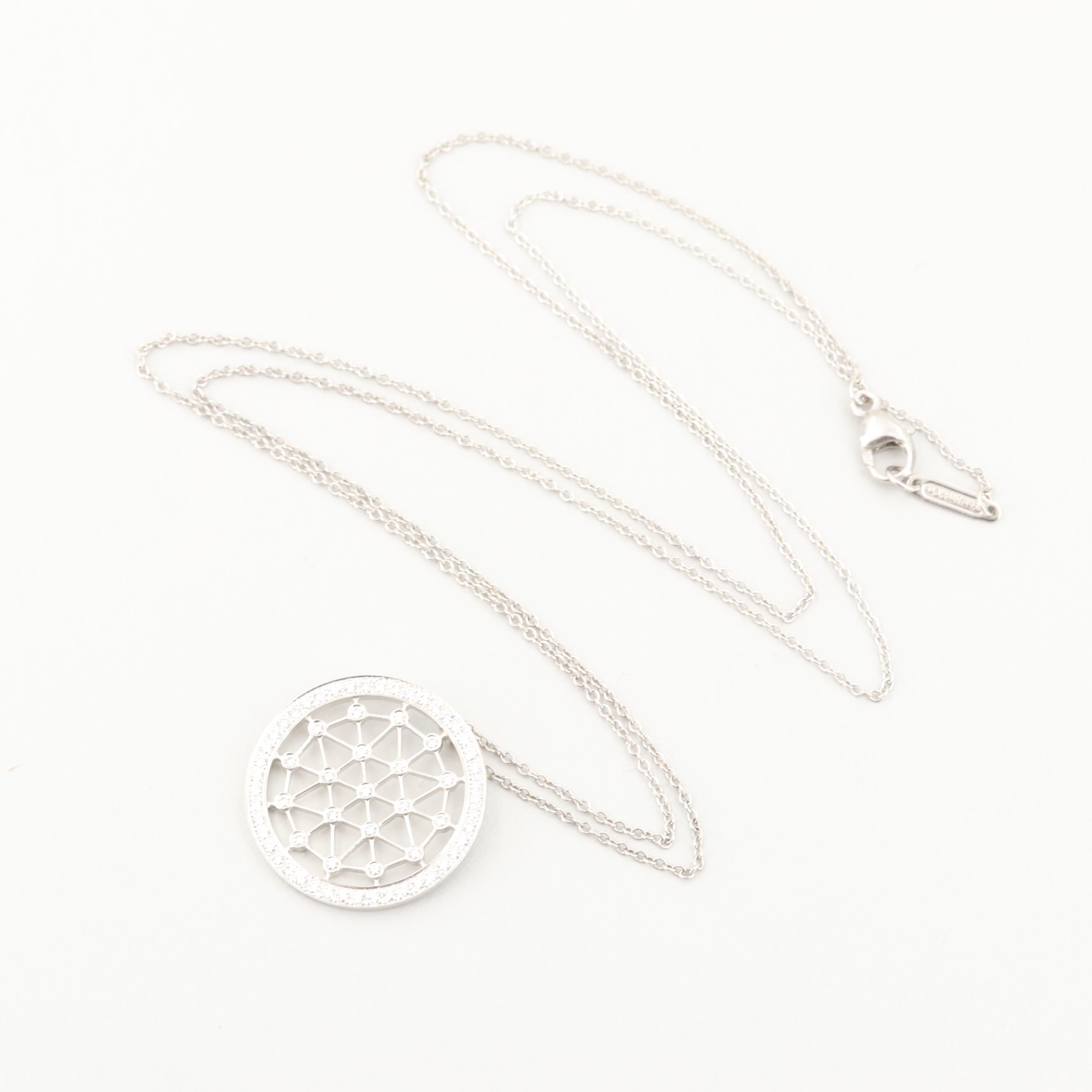 Tiffany & Co. "Voile" Collection Platinum Diamond Pendant Necklace with Pouch