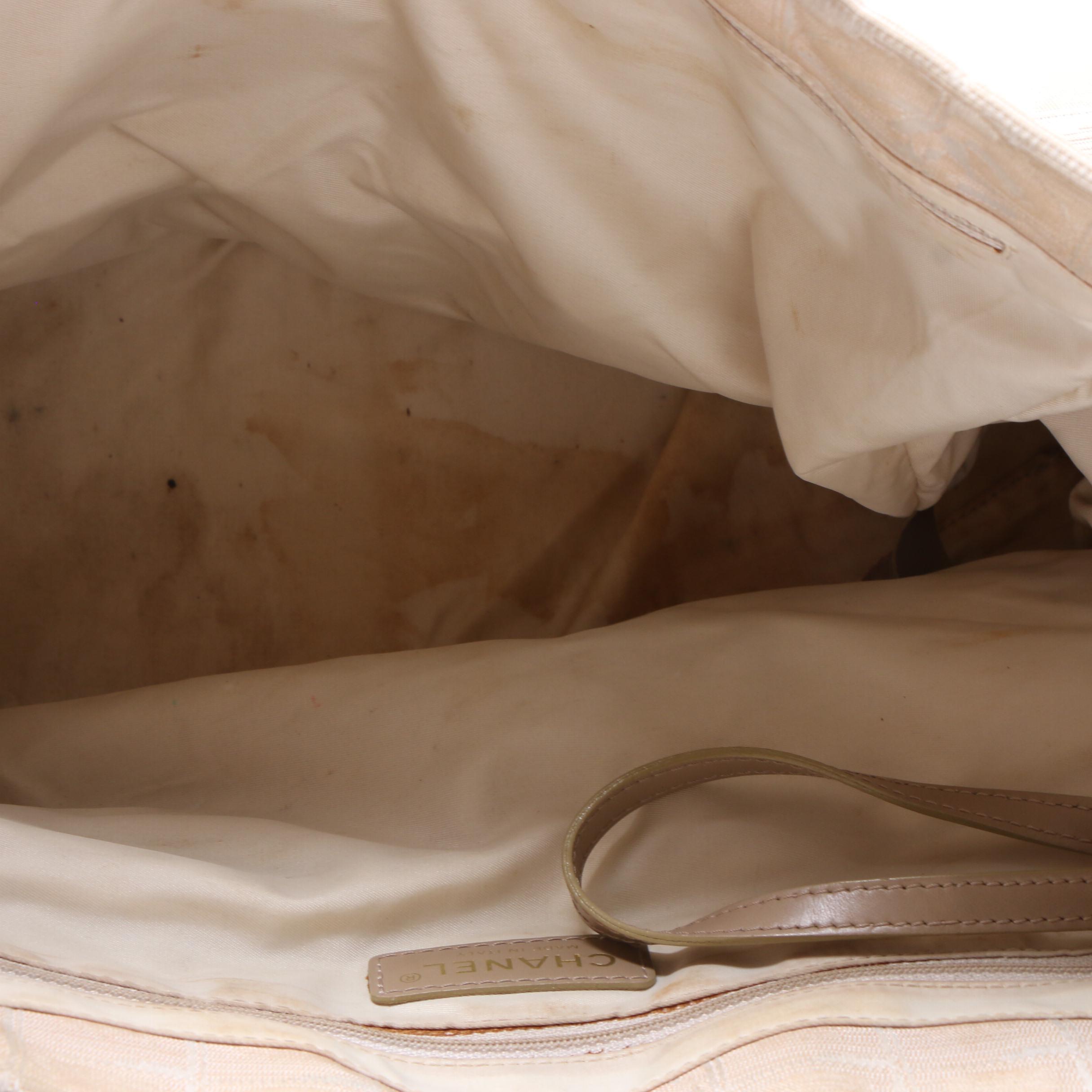 Chanel Beige Nylon New Travel Line Tote Bag with Leather Handles