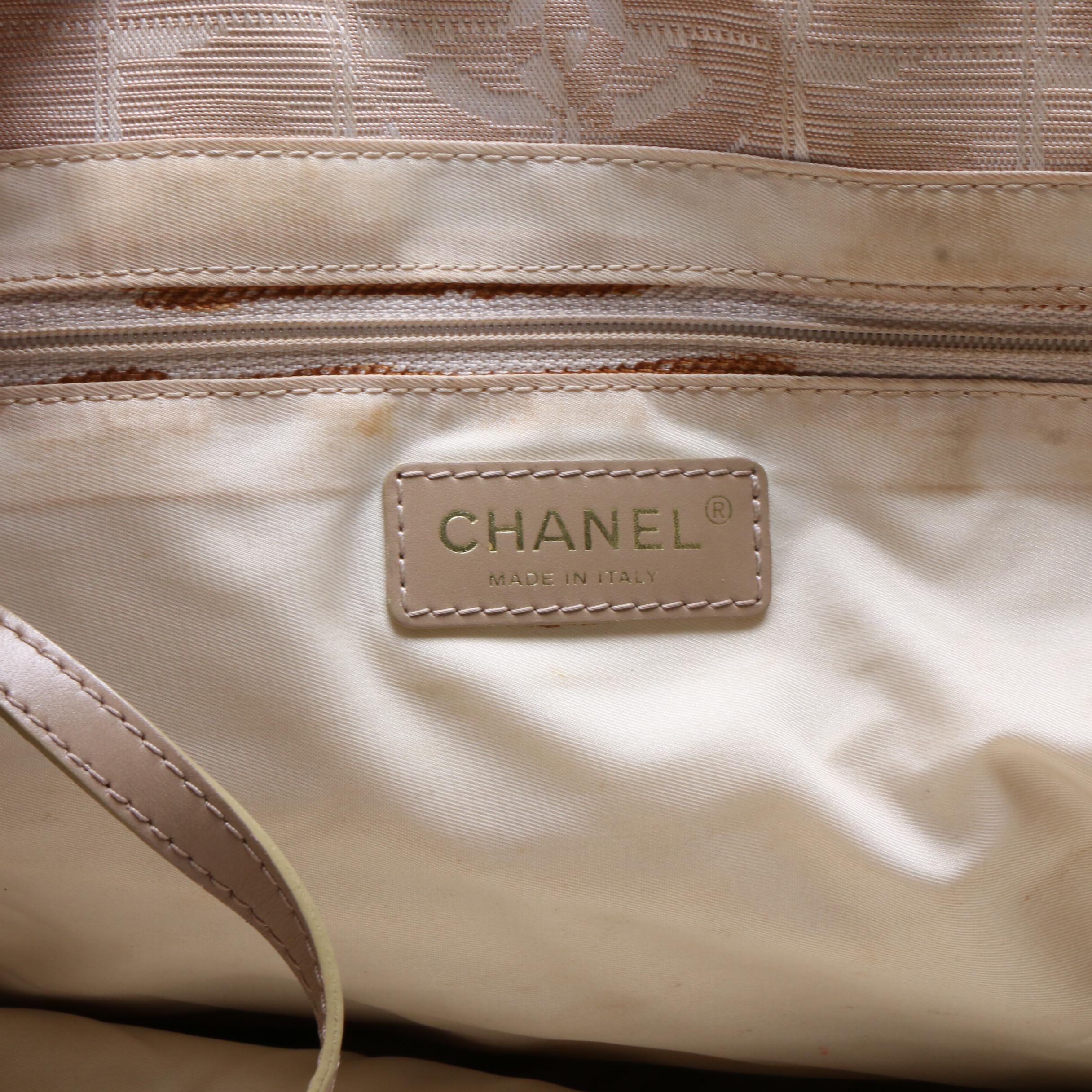 Chanel Beige Nylon New Travel Line Tote Bag with Leather Handles