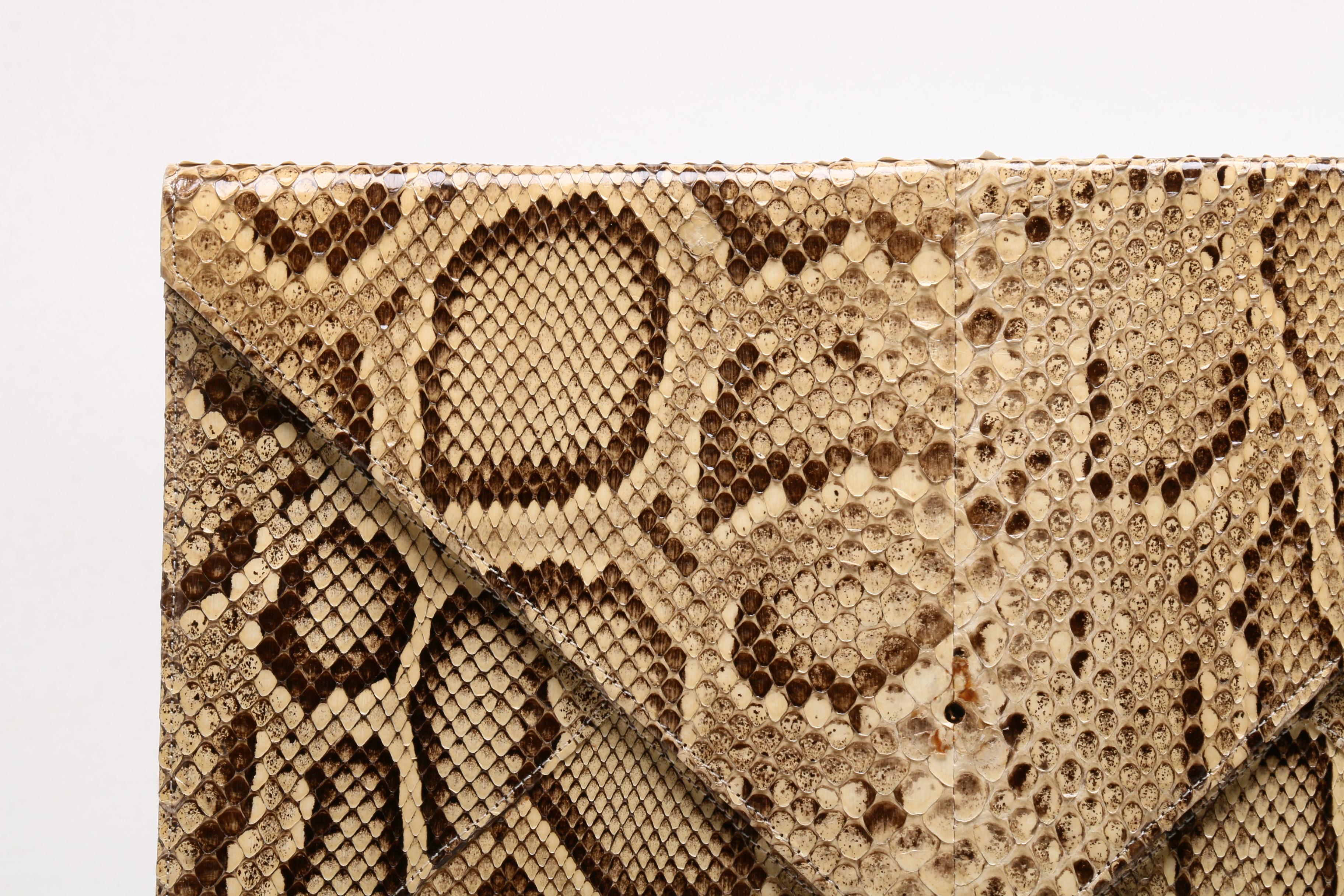 Yves Saint Laurent Python Skin Envelope Clutch, Vintage