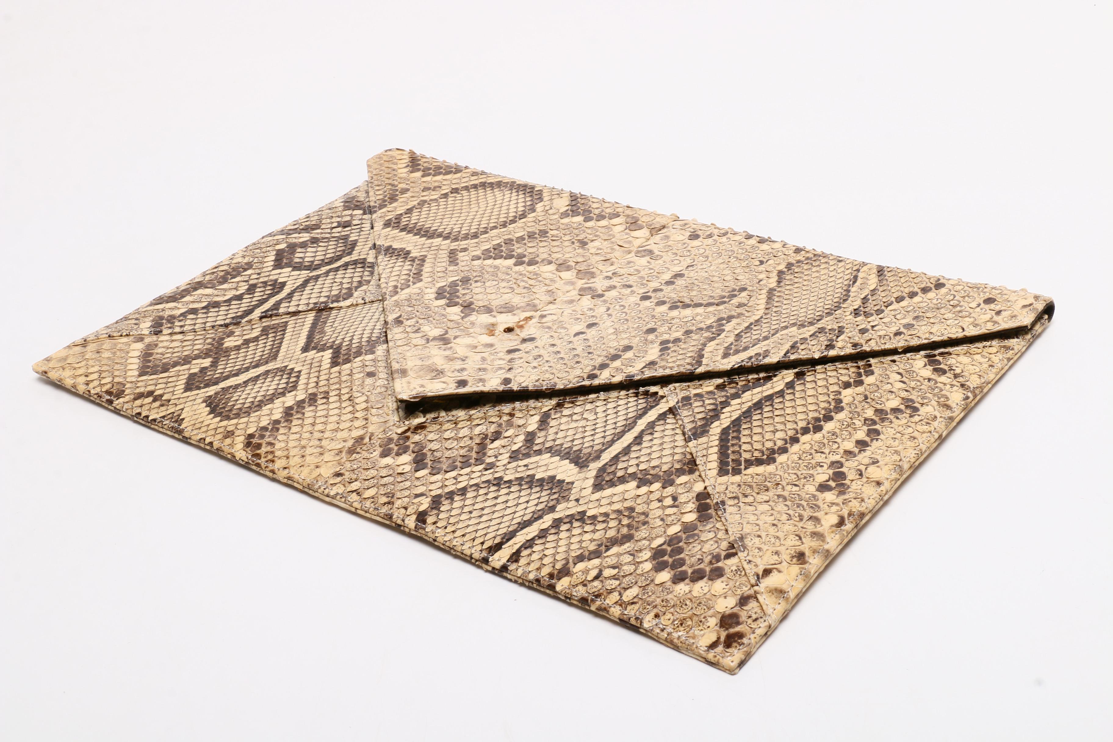 Yves Saint Laurent Python Skin Envelope Clutch, Vintage