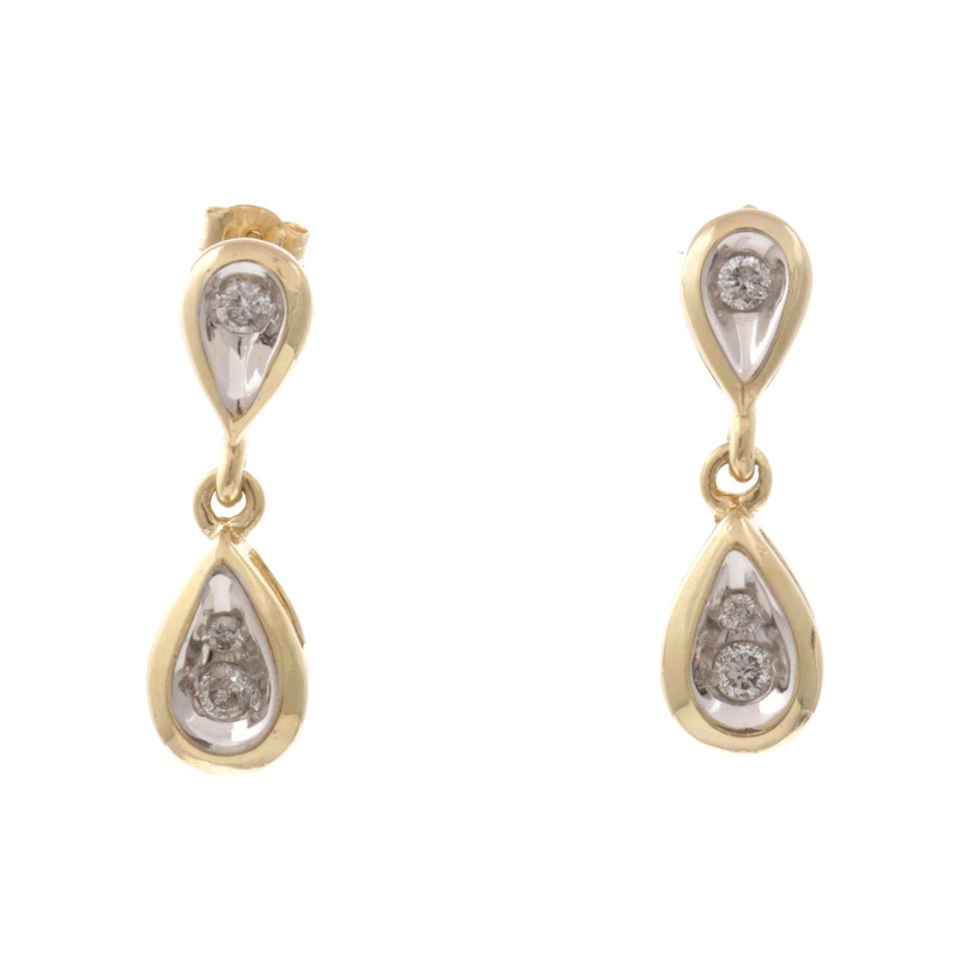 14K Yellow Gold Diamond Earrings