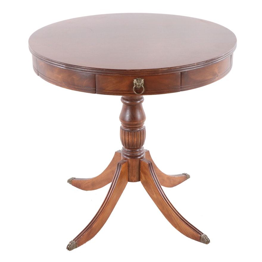 Federal Style Mahogany Drum Table, Mid-20th Century