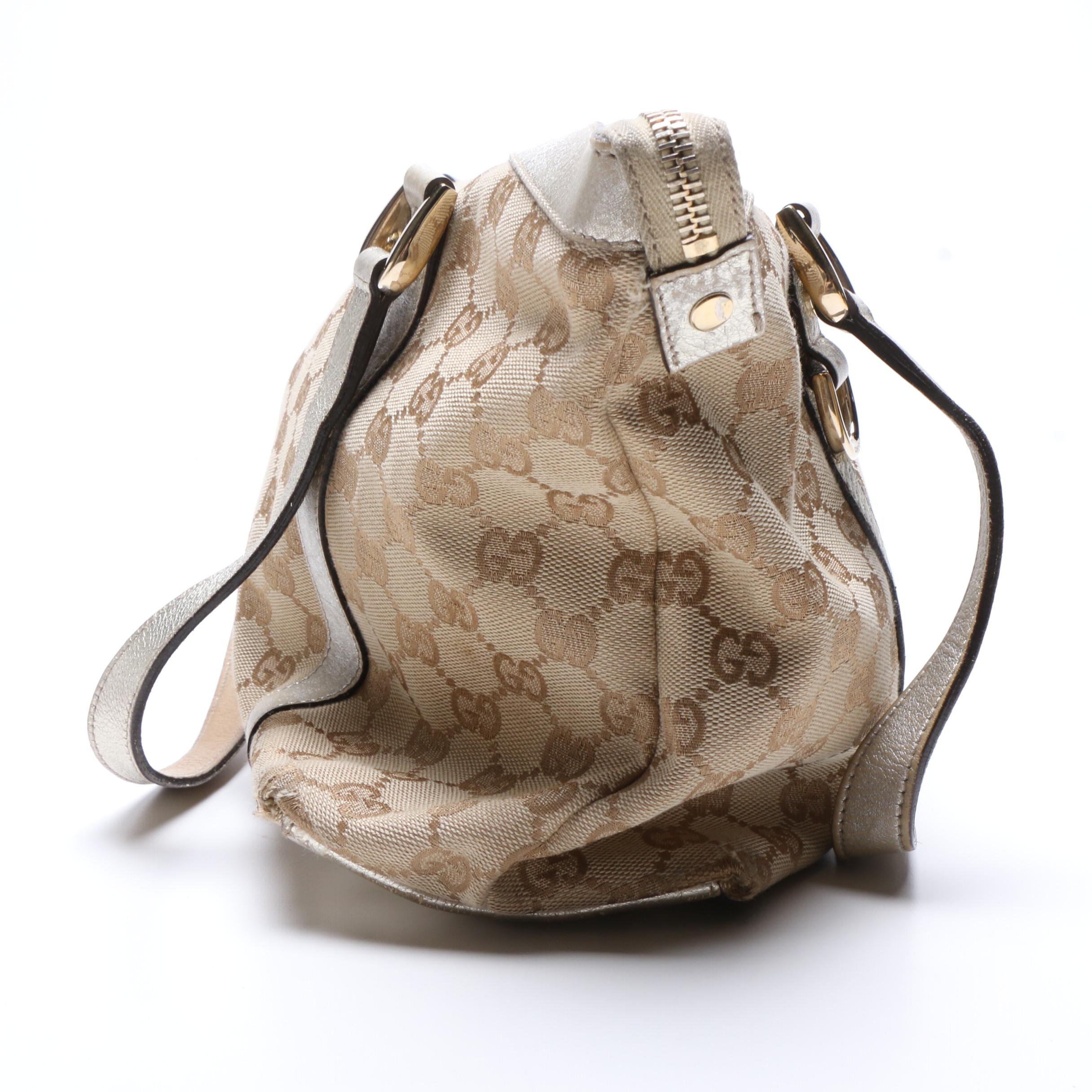 Gucci GG Supreme Canvas Tote with Metallic Gold Leather Trim