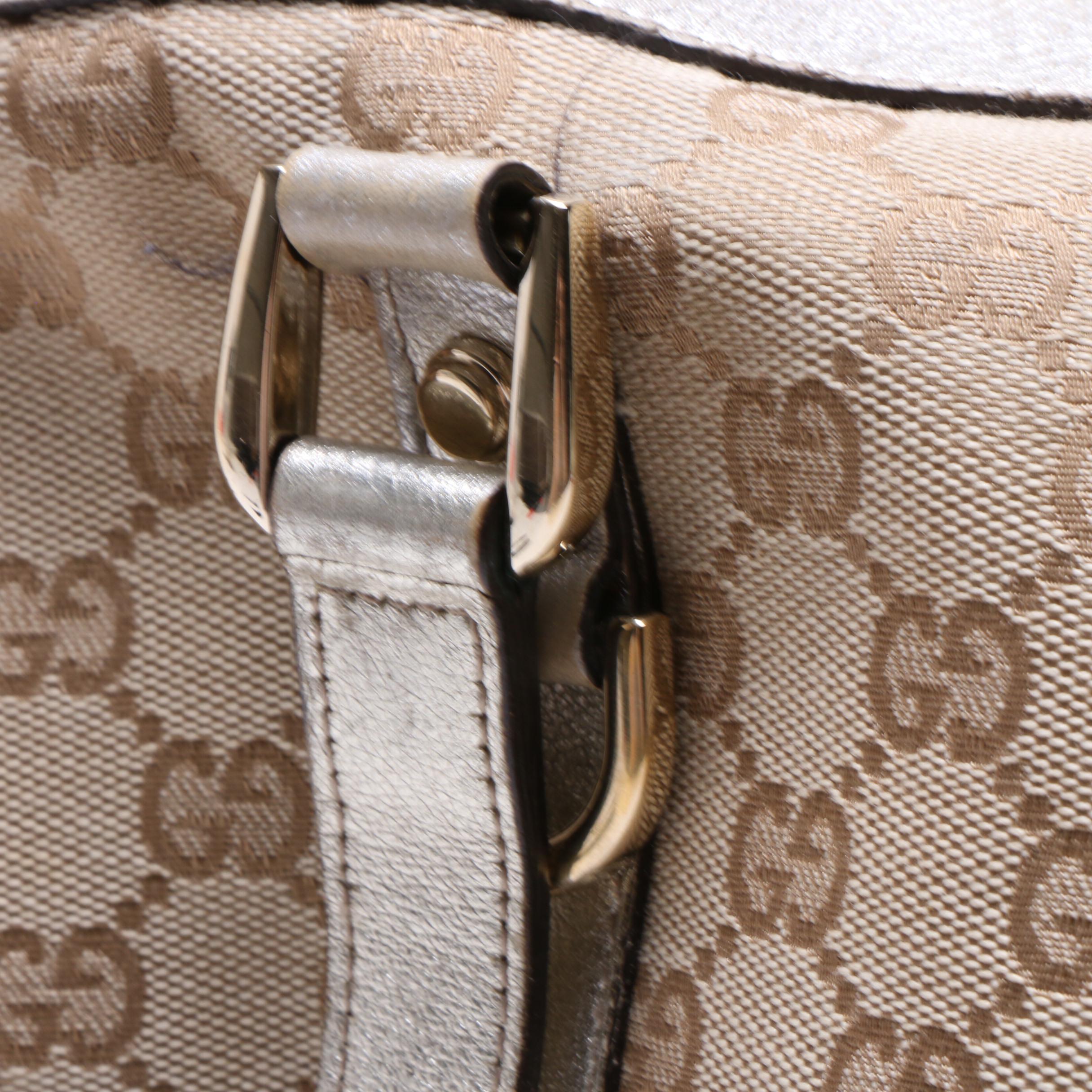 Gucci GG Supreme Canvas Tote with Metallic Gold Leather Trim