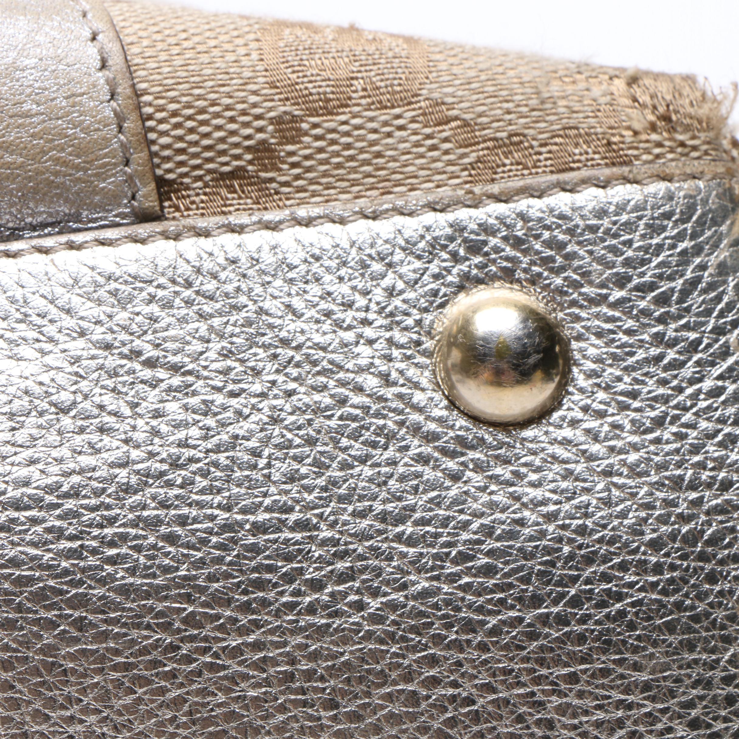 Gucci GG Supreme Canvas Tote with Metallic Gold Leather Trim