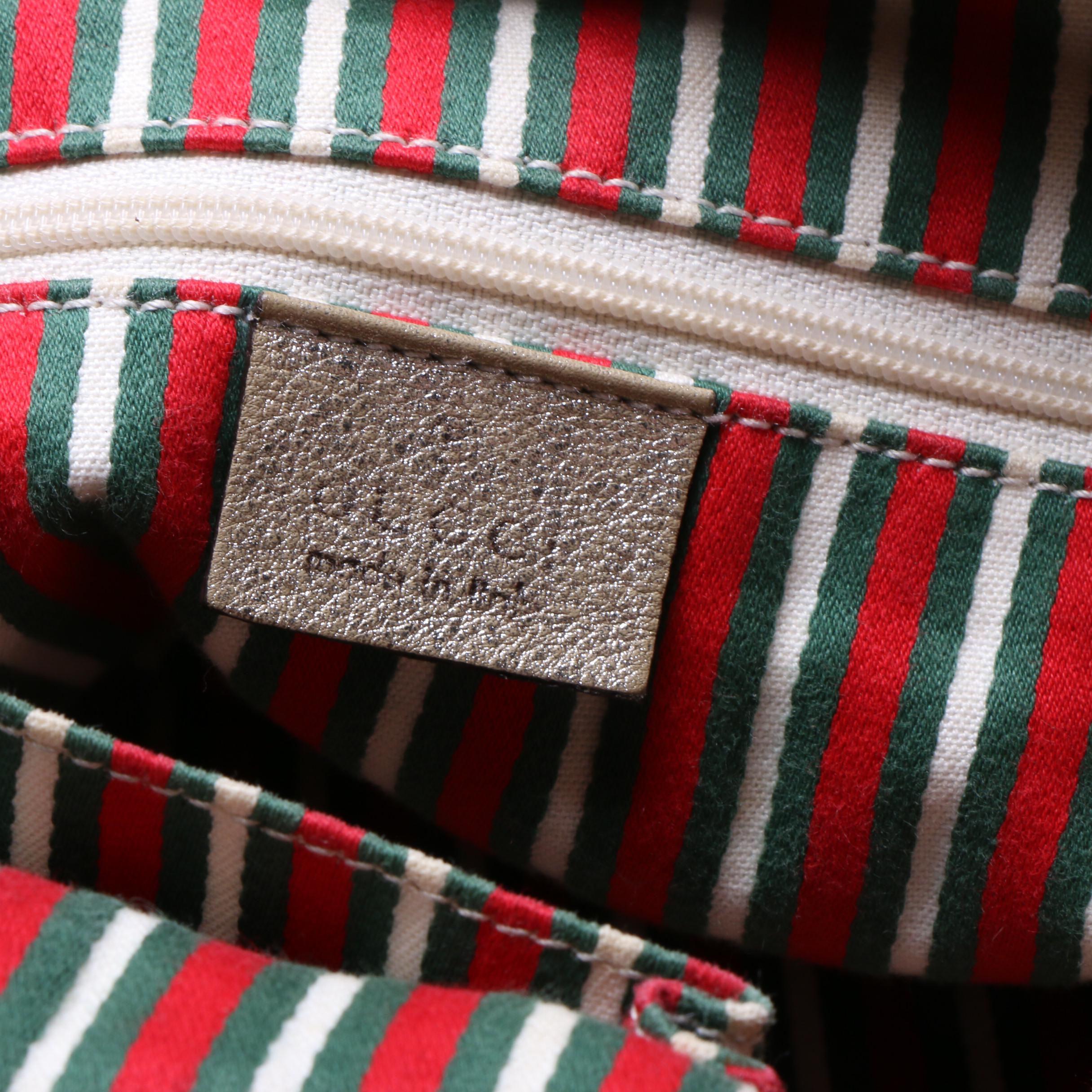 Gucci GG Supreme Canvas Tote with Metallic Gold Leather Trim