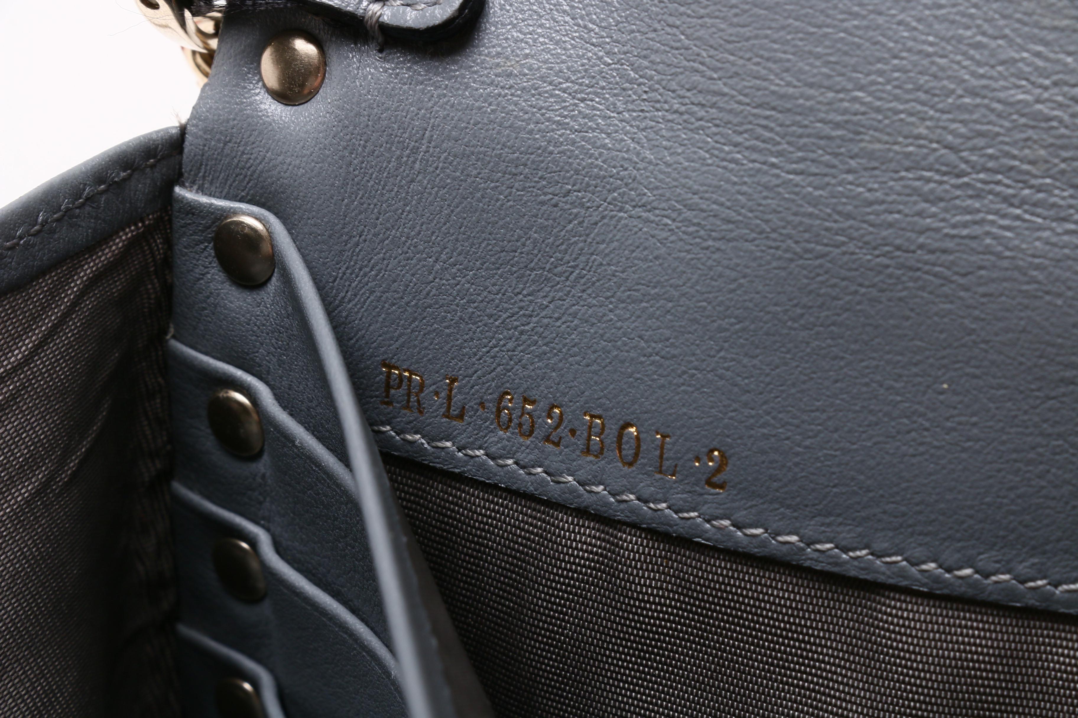 Valentino Garavani Gray Leather Rockstud Wallet on Chain Strap and Flower Belt