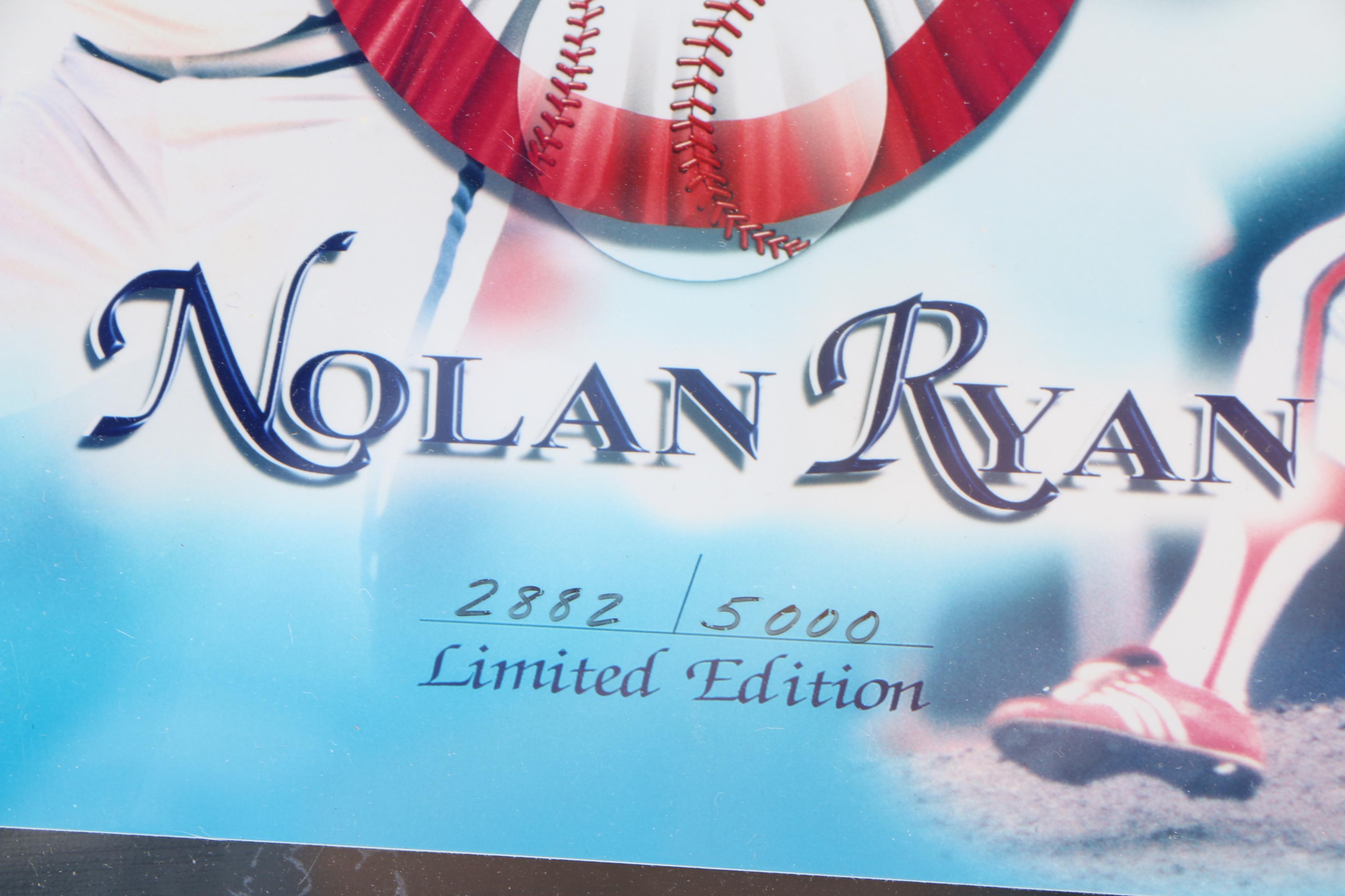 Nolan Ryan Commemorative Plaque & Autographed 1993 Donruss Dominator Card PSA