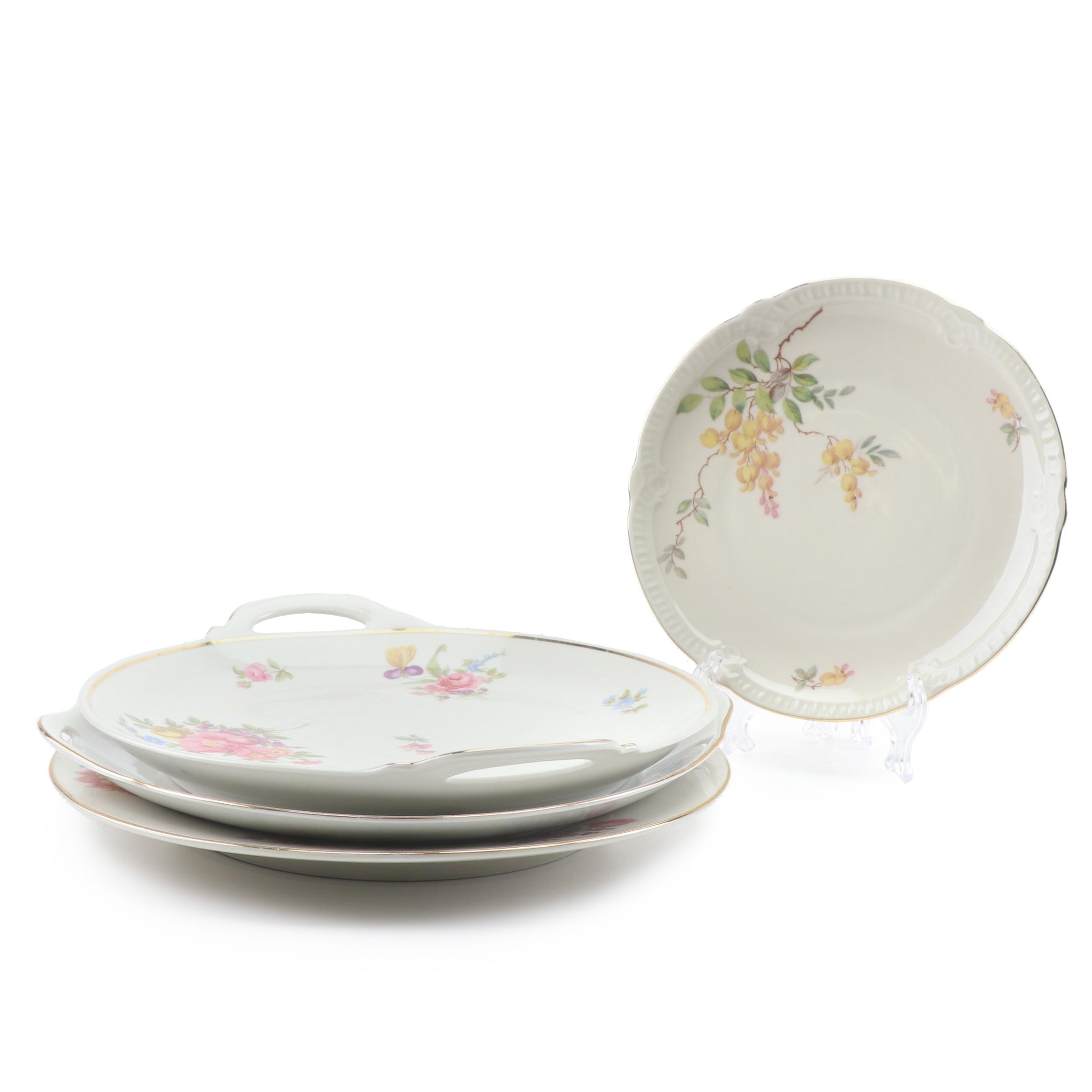 German Floral Porcelain and Ceramic Dinnerware featuring Johann Haviland