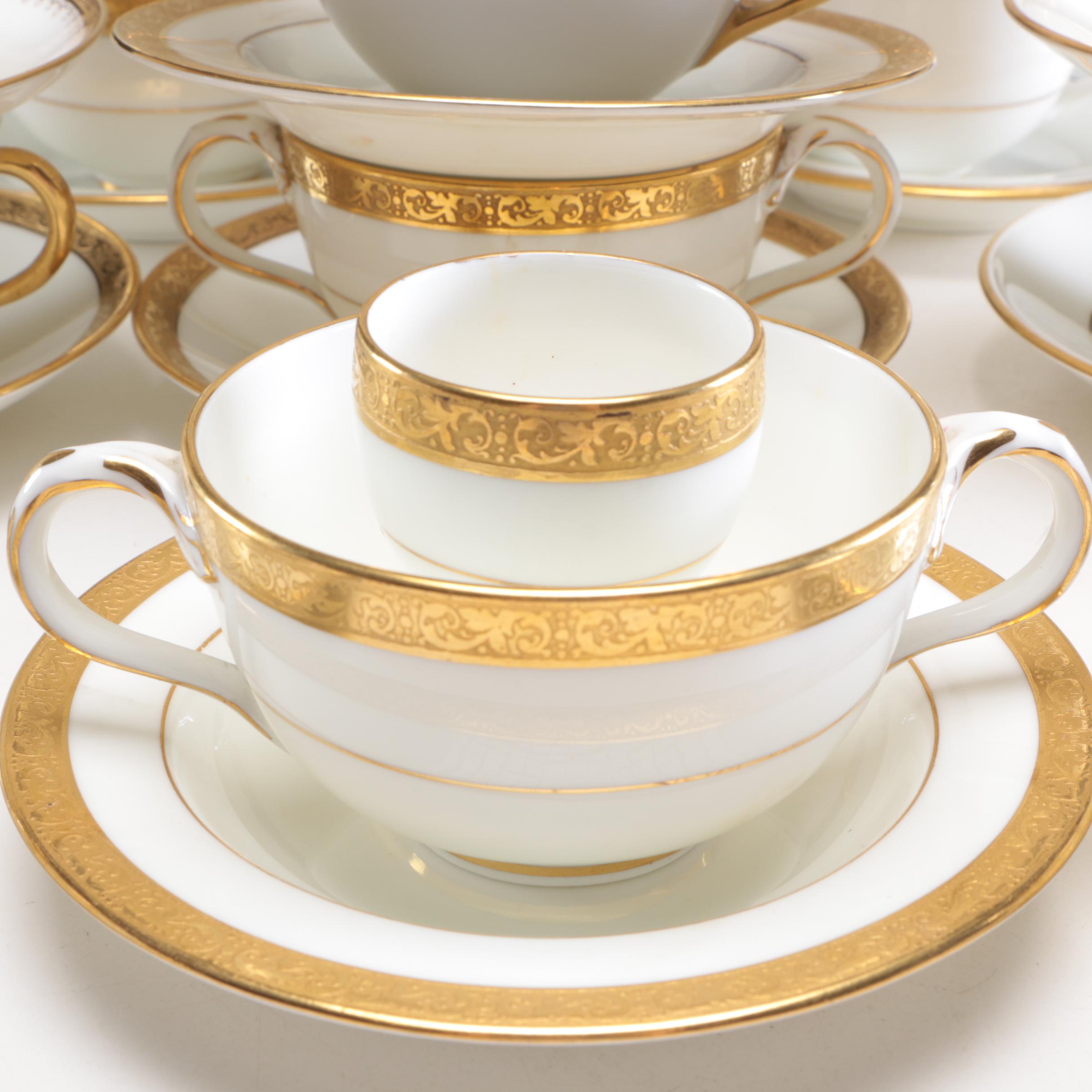 Cauldon and D&C Porcelain Gold and White Dinnerware
