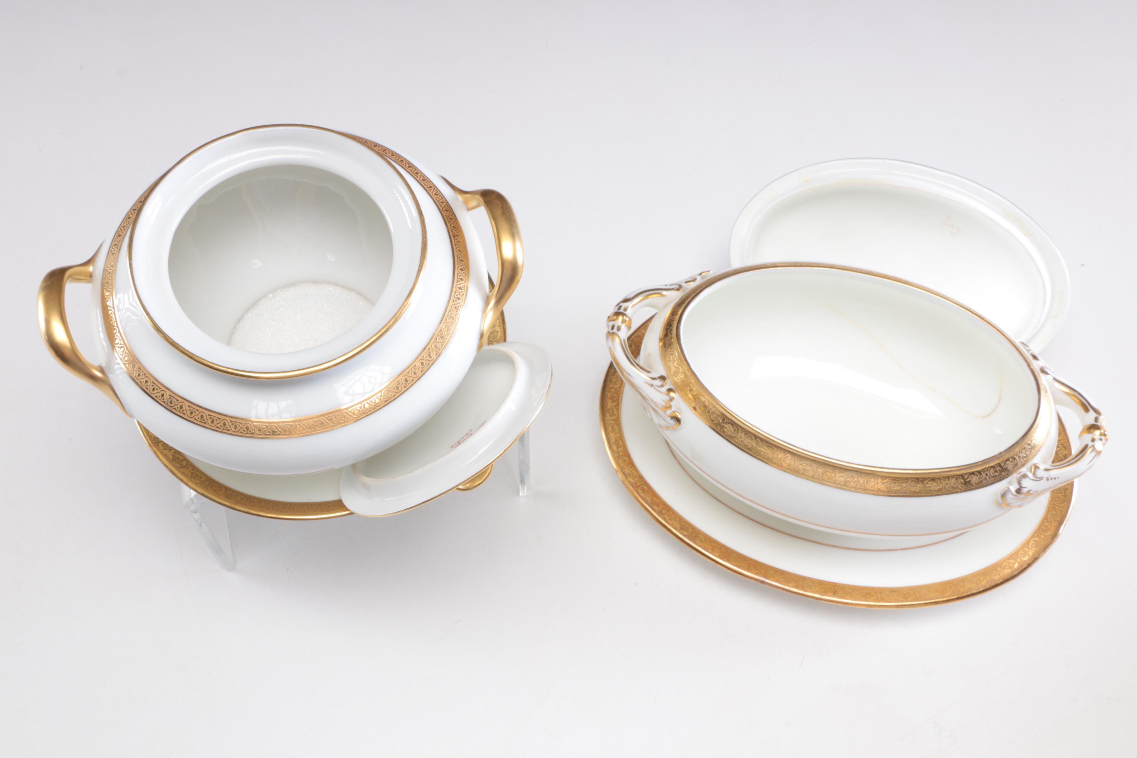 Cauldon and D&C Porcelain Gold and White Dinnerware