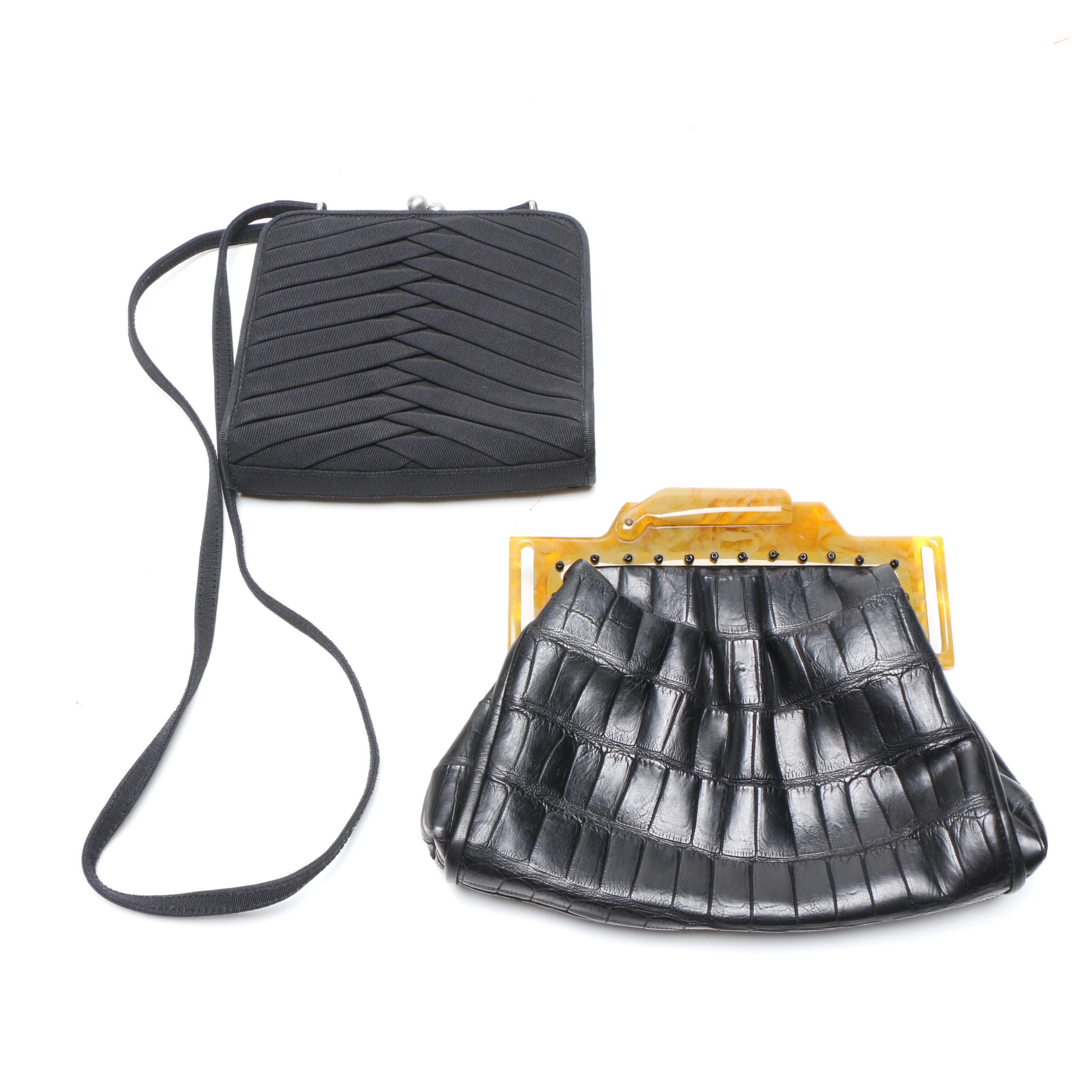 Grace A Agostino Crocodile Embossed Clutch and Giorgio Armani and Walborg Bags